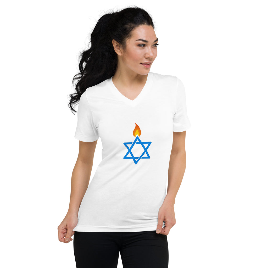 Fire Stars Of David Unisex V - Neck Tee - American Zionist