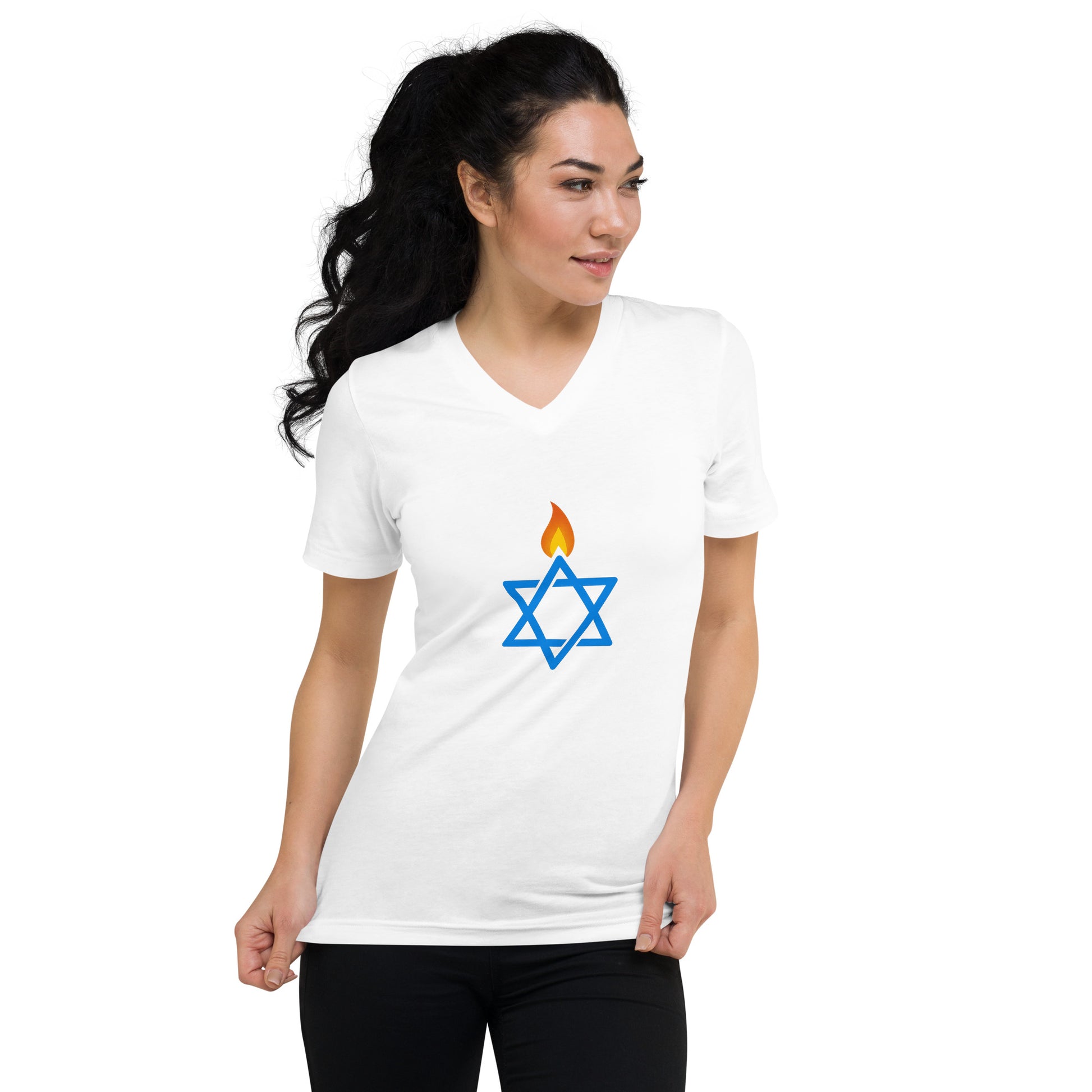 Fire Stars Of David Unisex V - Neck Tee - American Zionist