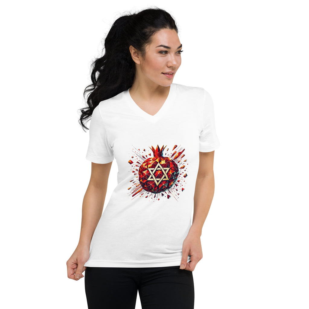 Pomegranate Star of David Unisex V - Neck Tee - American Zionist