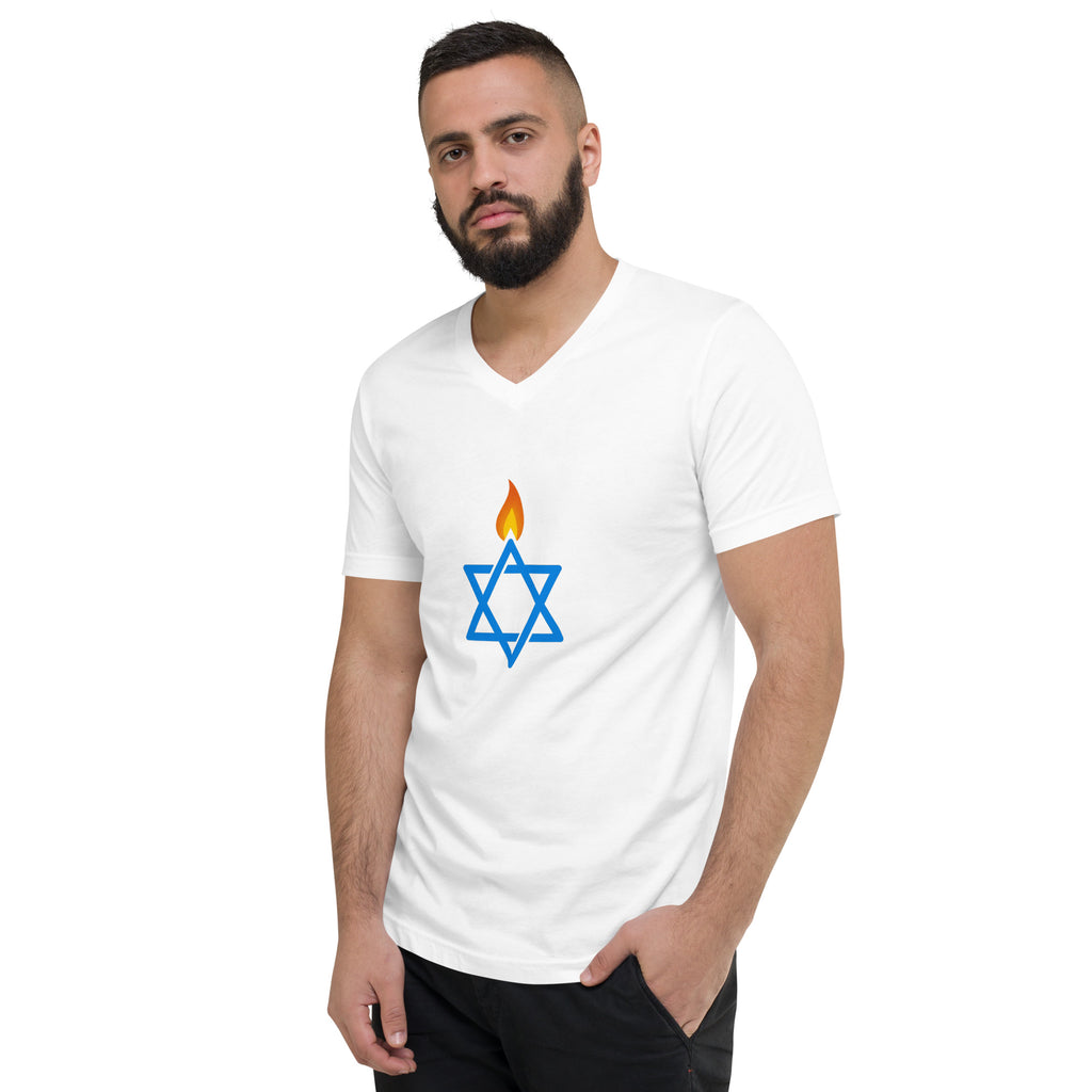 Fire Stars Of David Unisex V - Neck Tee - American Zionist