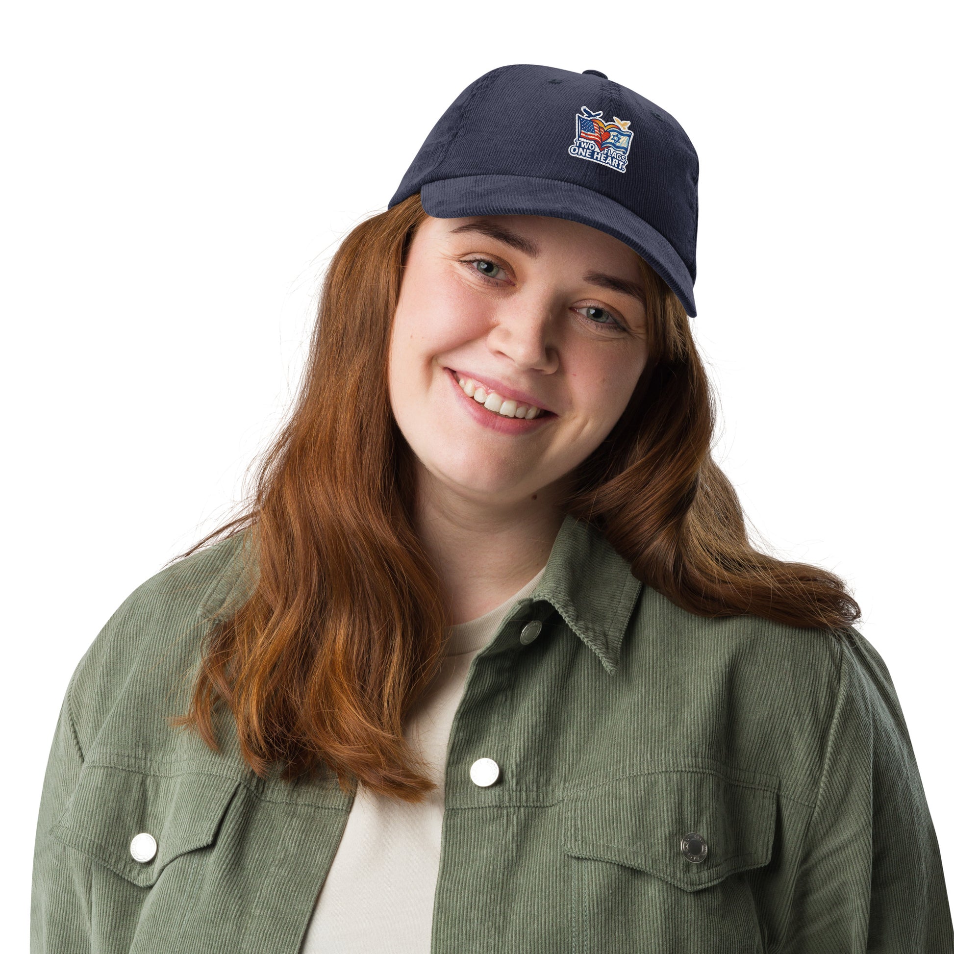 Two Flags. One Heart Vintage Corduroy Cap - American Zionist
