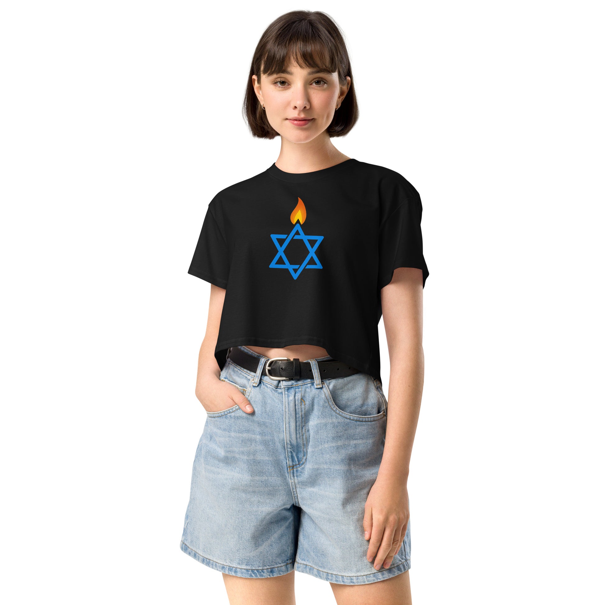 Fire Stars Of David Women's Crop Top - American Zionist