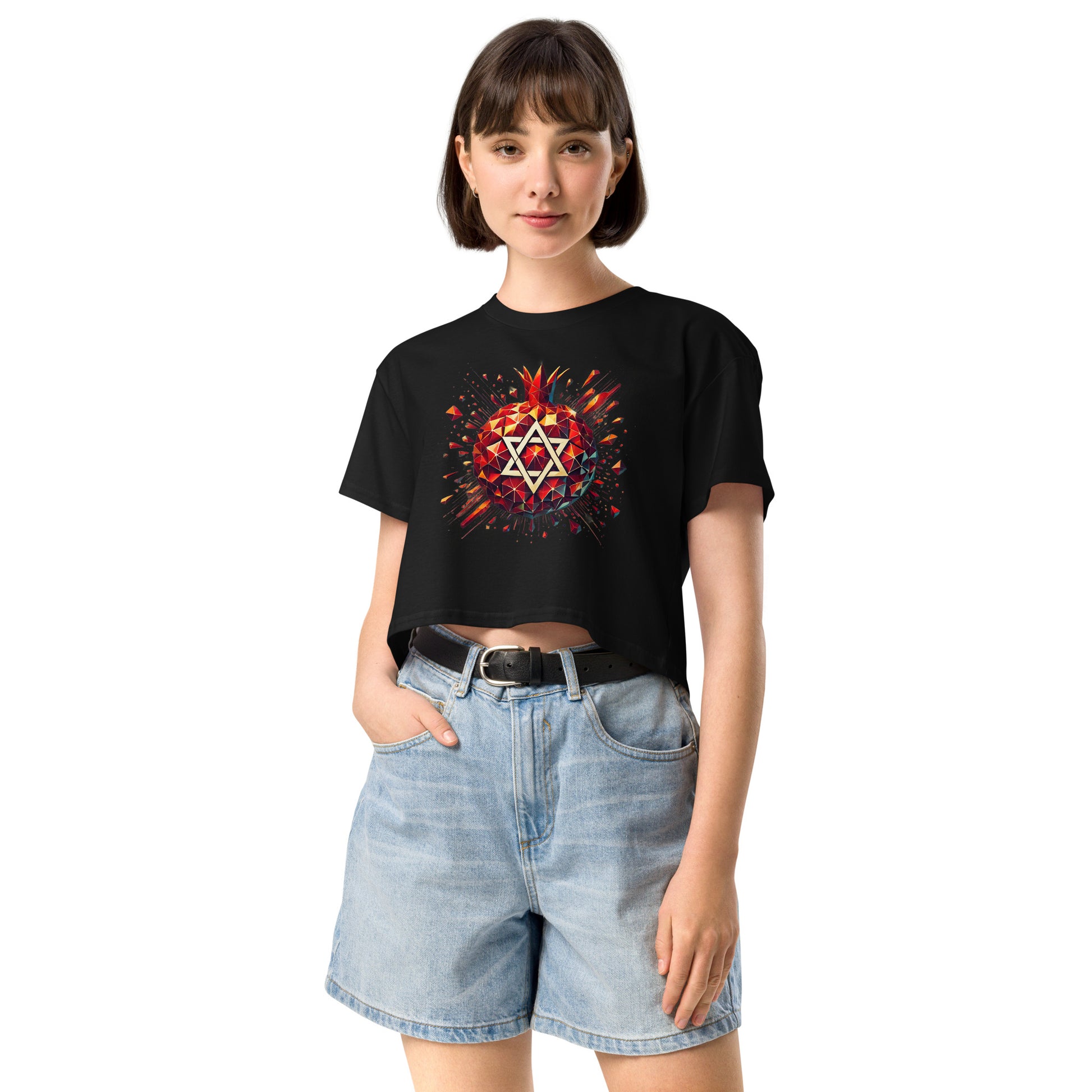Pomegranate Star of David Women's Crop Top - American Zionist