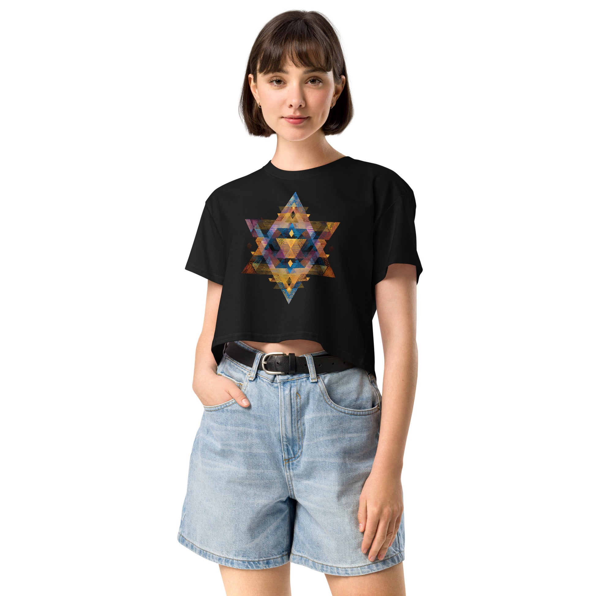Star of David Geometric Women's Crop Top - American Zionist