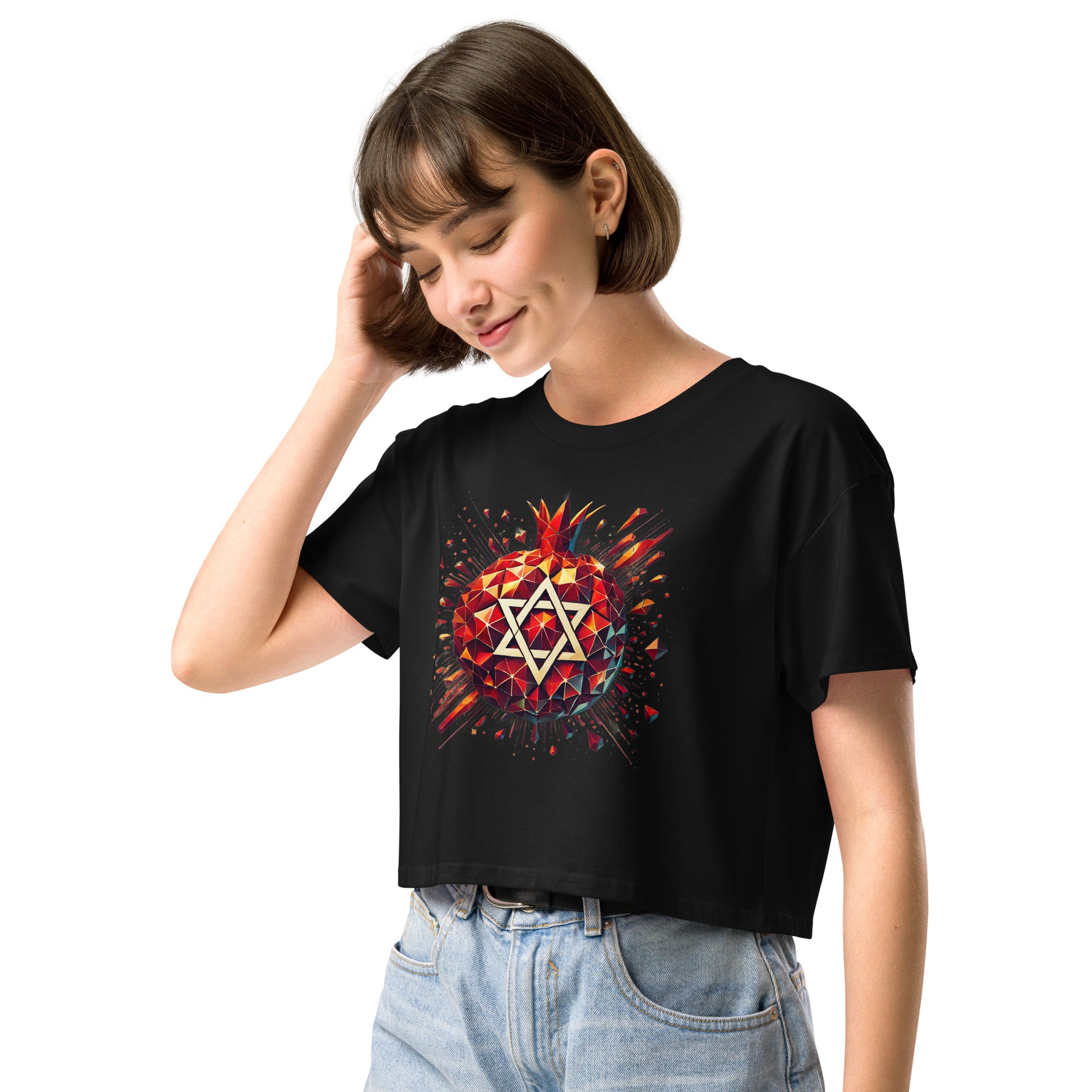 Pomegranate Star of David Women's Crop Top - American Zionist