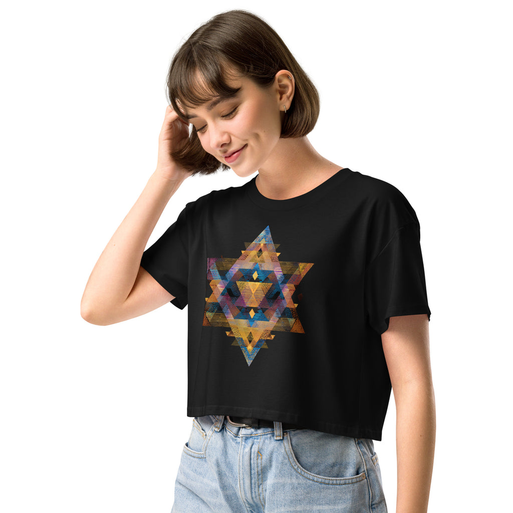 Star of David Geometric Women's Crop Top - American Zionist