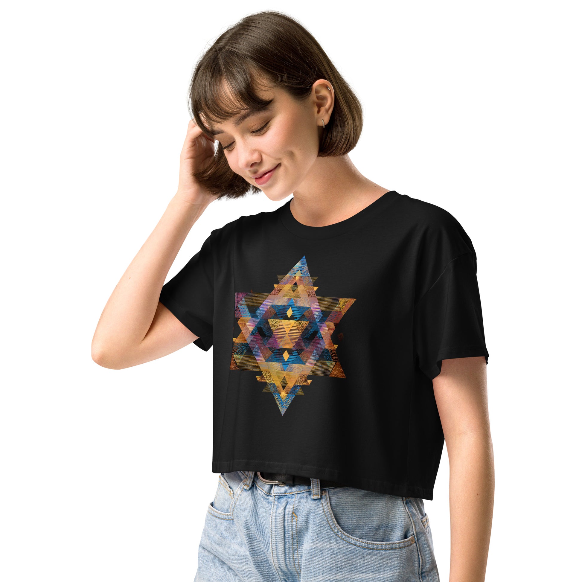 Star of David Geometric Women's Crop Top - American Zionist