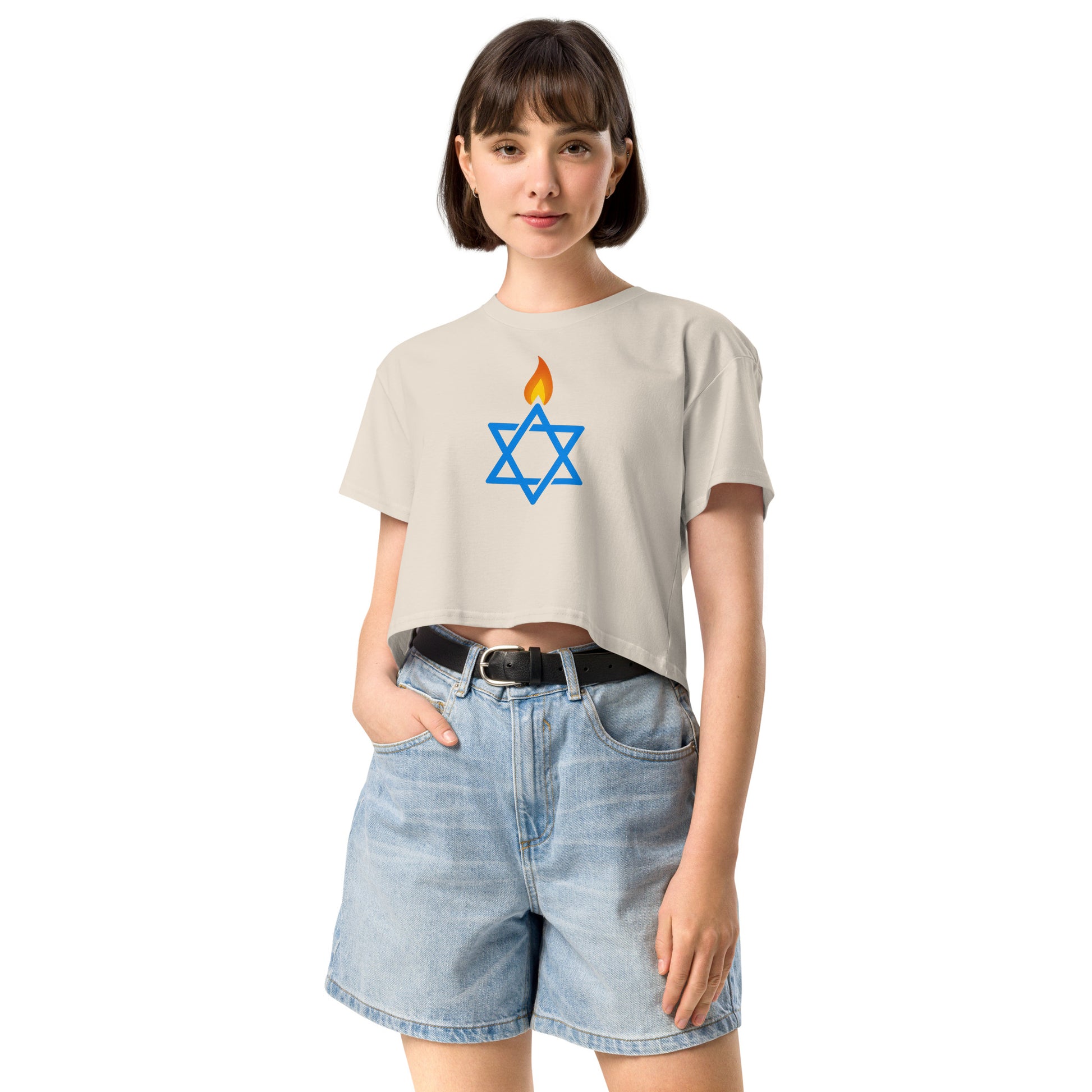 Fire Stars Of David Women's Crop Top - American Zionist