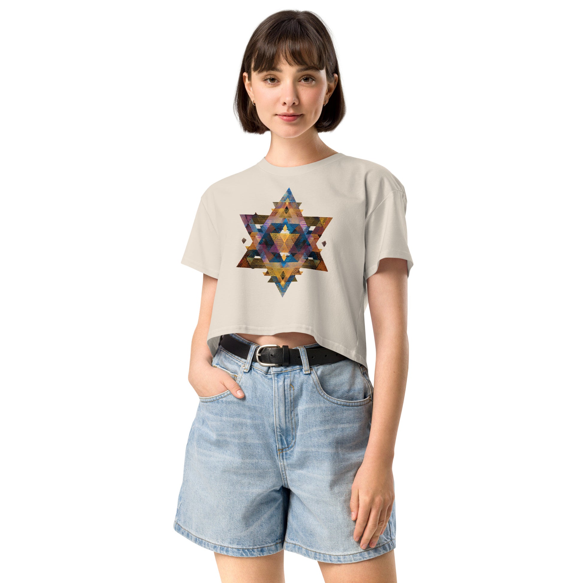 Star of David Geometric Women's Crop Top - American Zionist