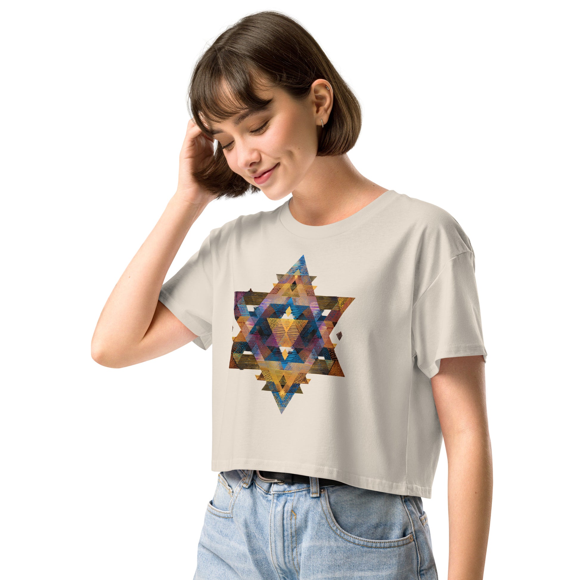 Star of David Geometric Women's Crop Top - American Zionist