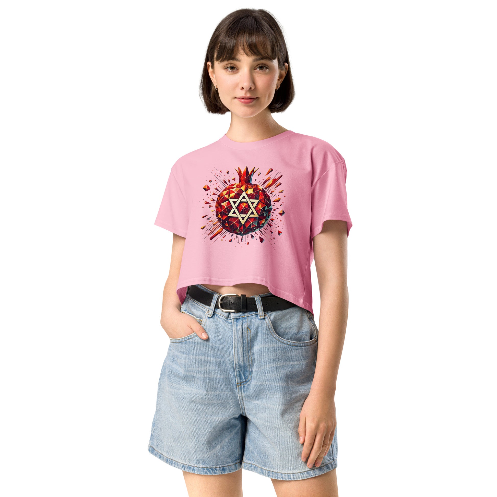 Pomegranate Star of David Women's Crop Top - American Zionist