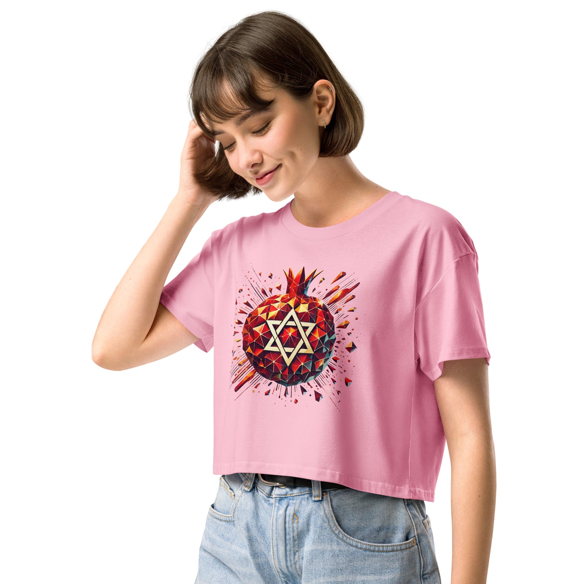 Pomegranate Star of David Women's Crop Top - American Zionist