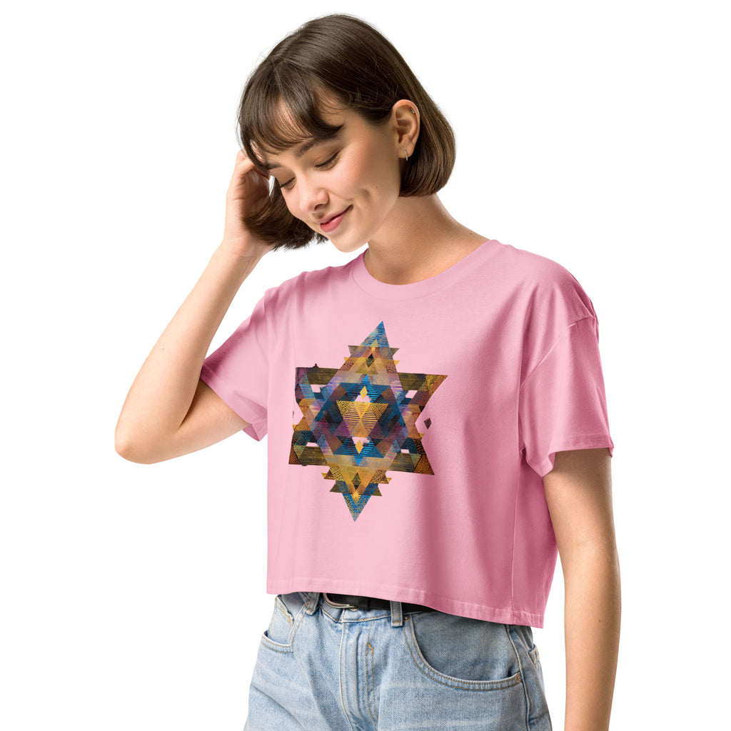 Star of David Geometric Women's Crop Top - American Zionist