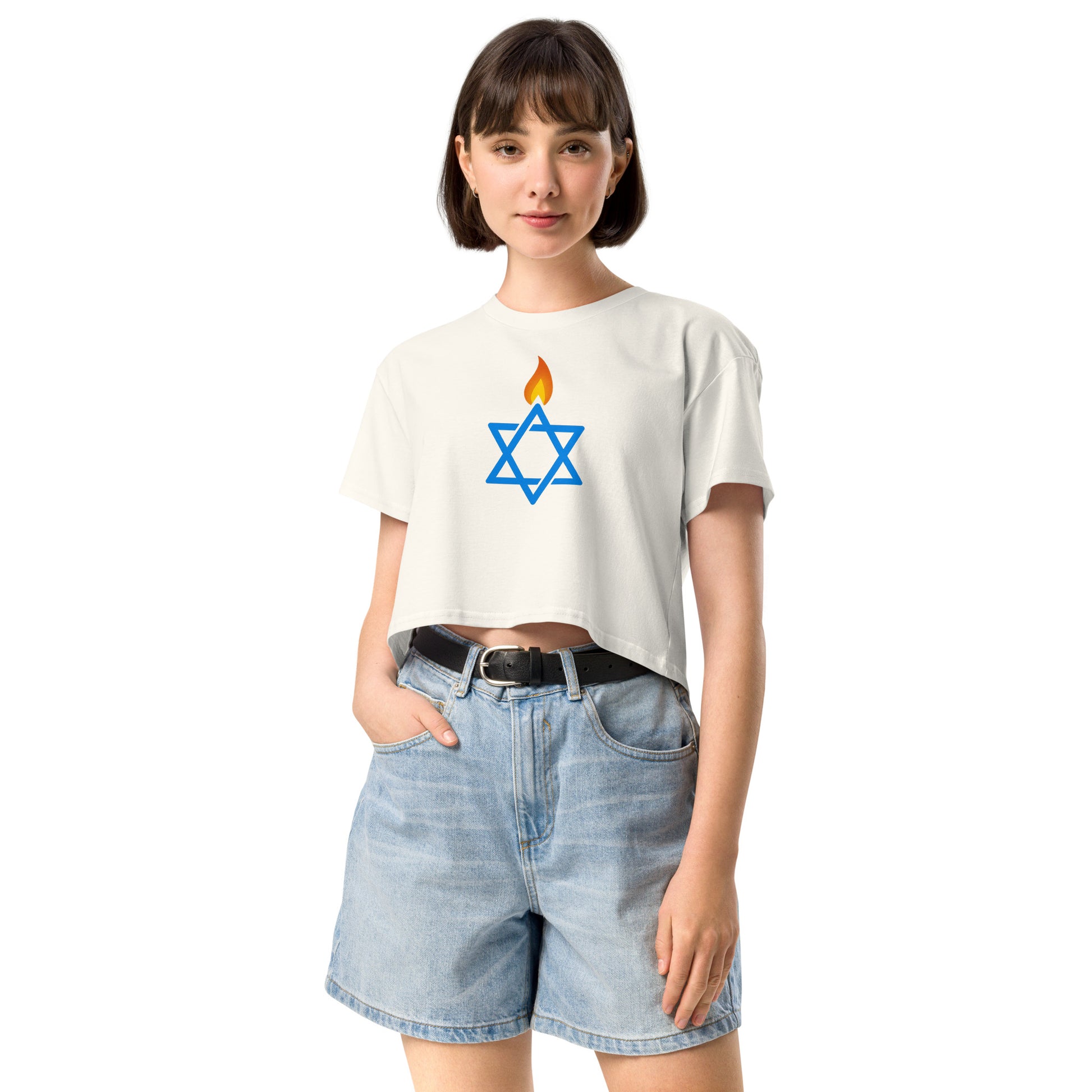 Fire Stars Of David Women's Crop Top - American Zionist