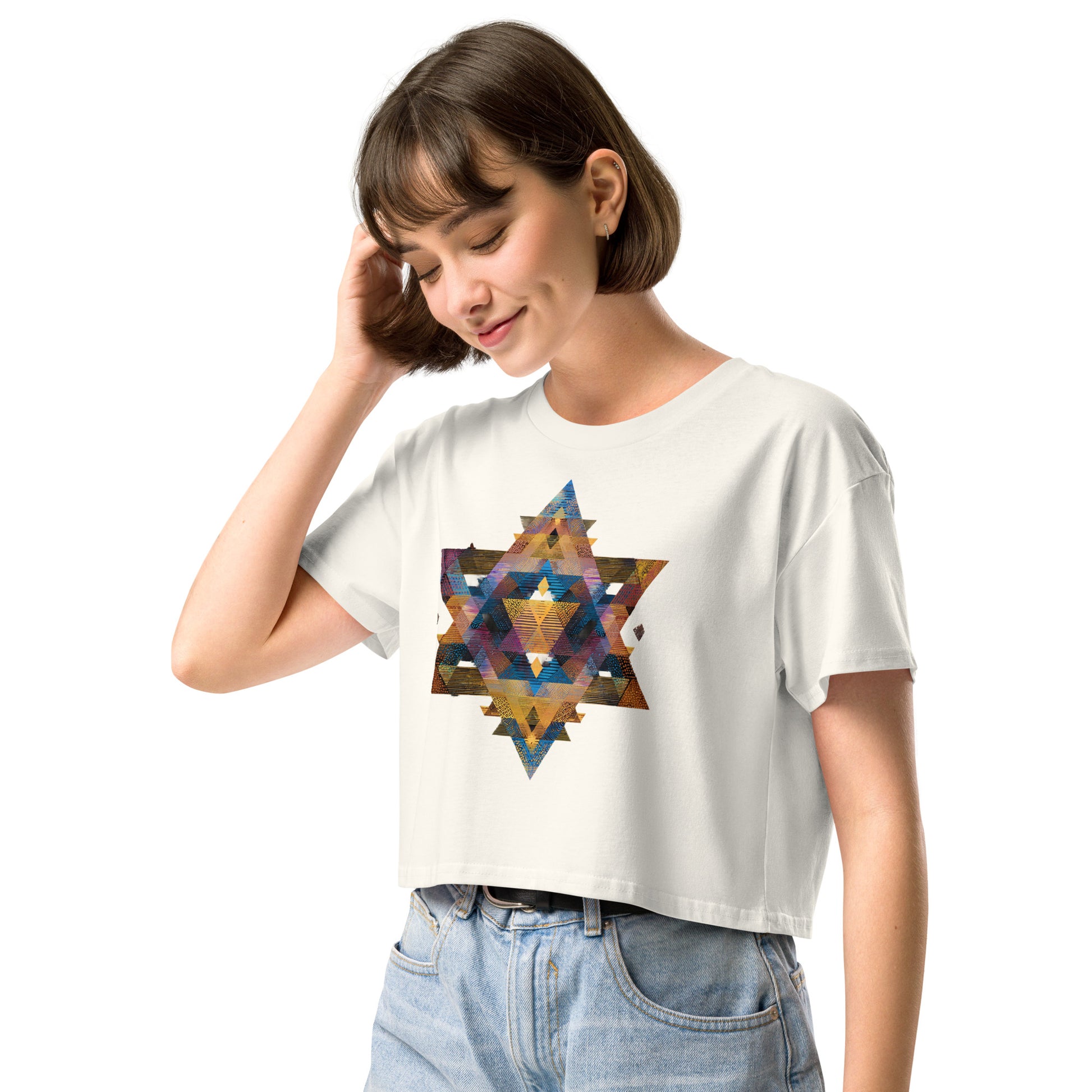 Star of David Geometric Women's Crop Top - American Zionist