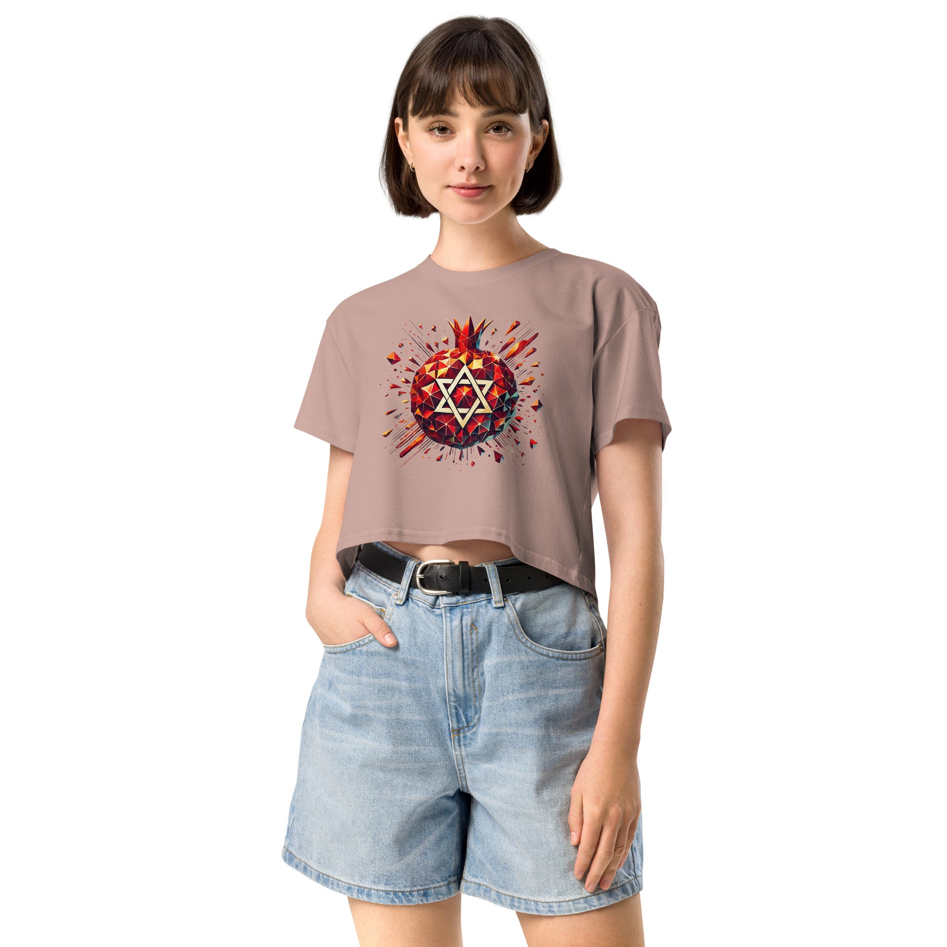 Pomegranate Star of David Women's Crop Top - American Zionist