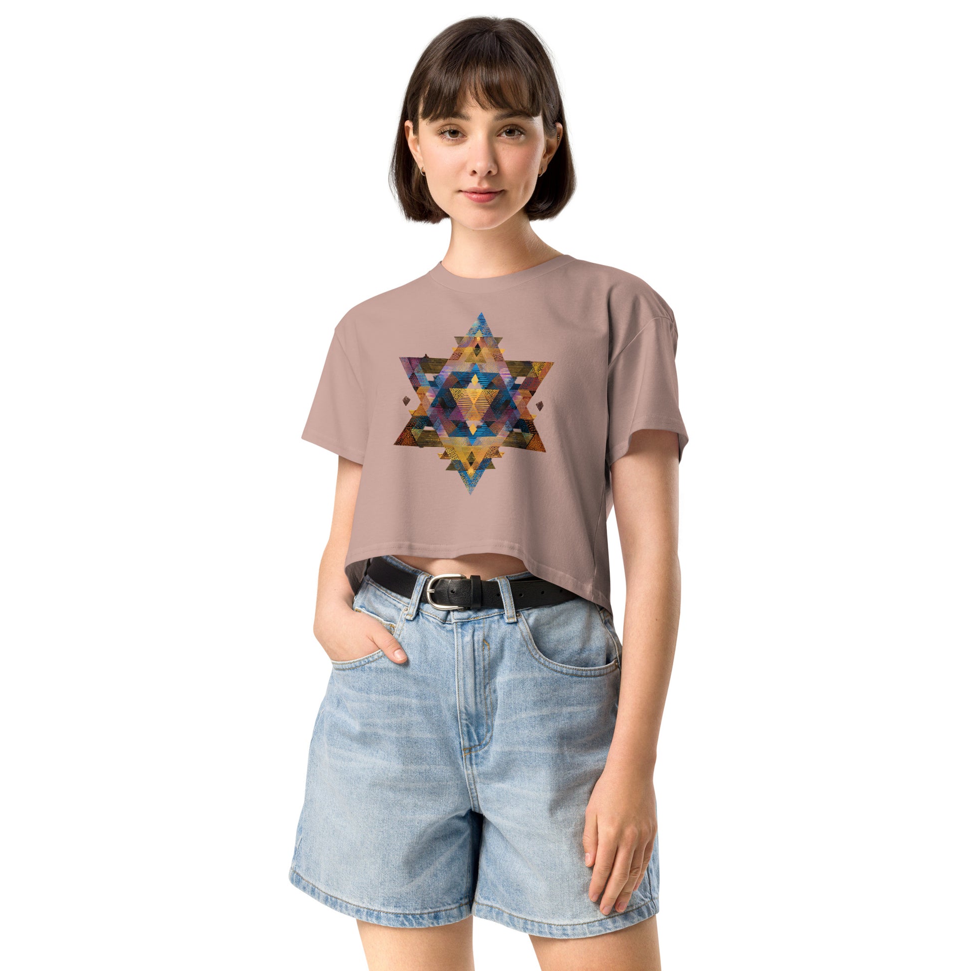 Star of David Geometric Women's Crop Top - American Zionist