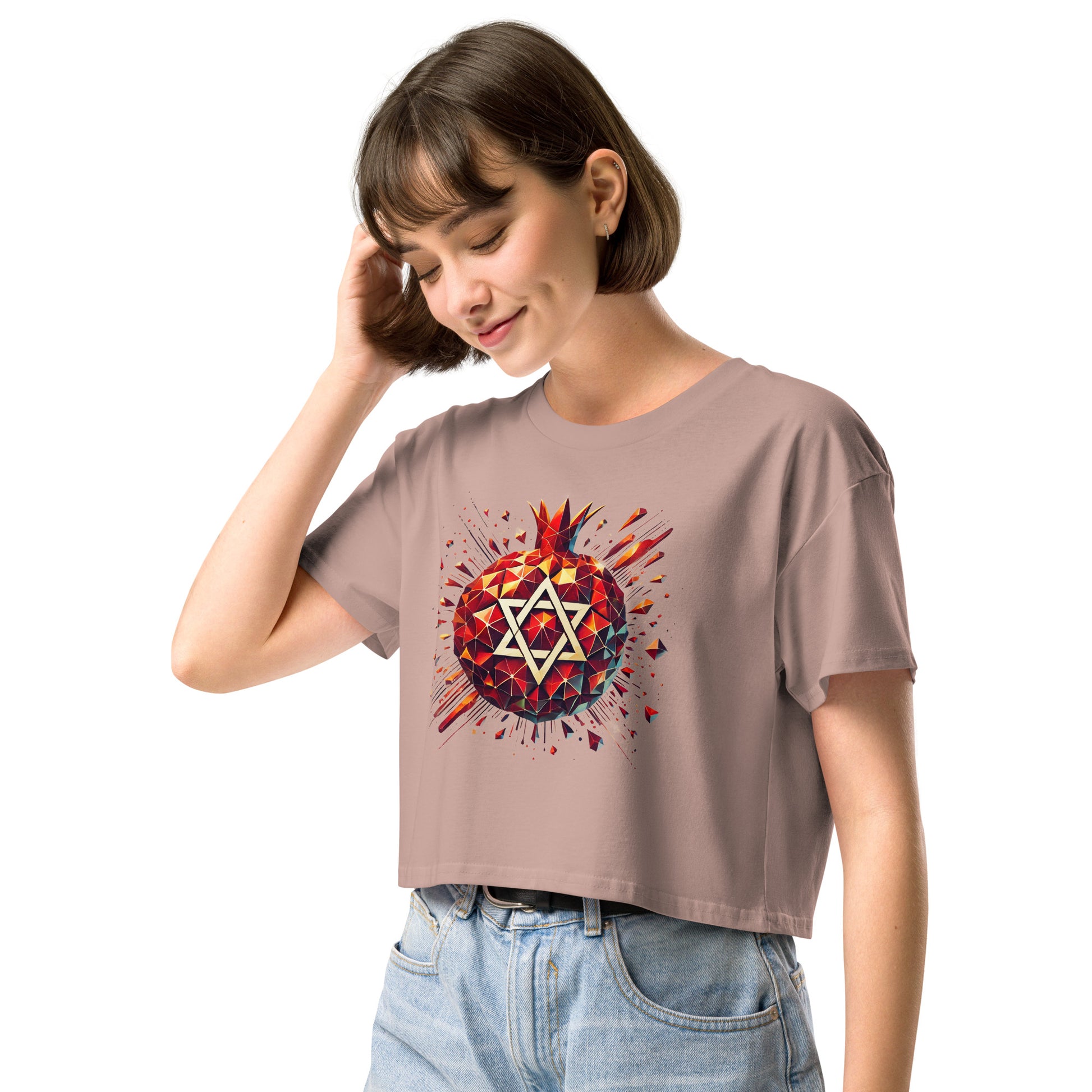 Pomegranate Star of David Women's Crop Top - American Zionist