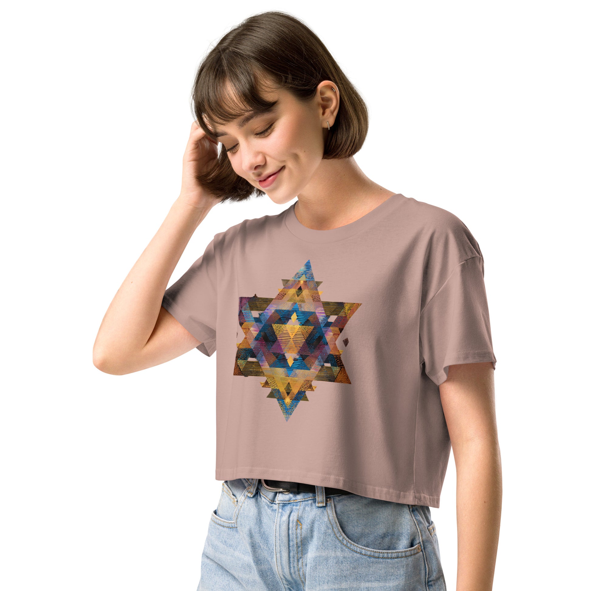 Star of David Geometric Women's Crop Top - American Zionist