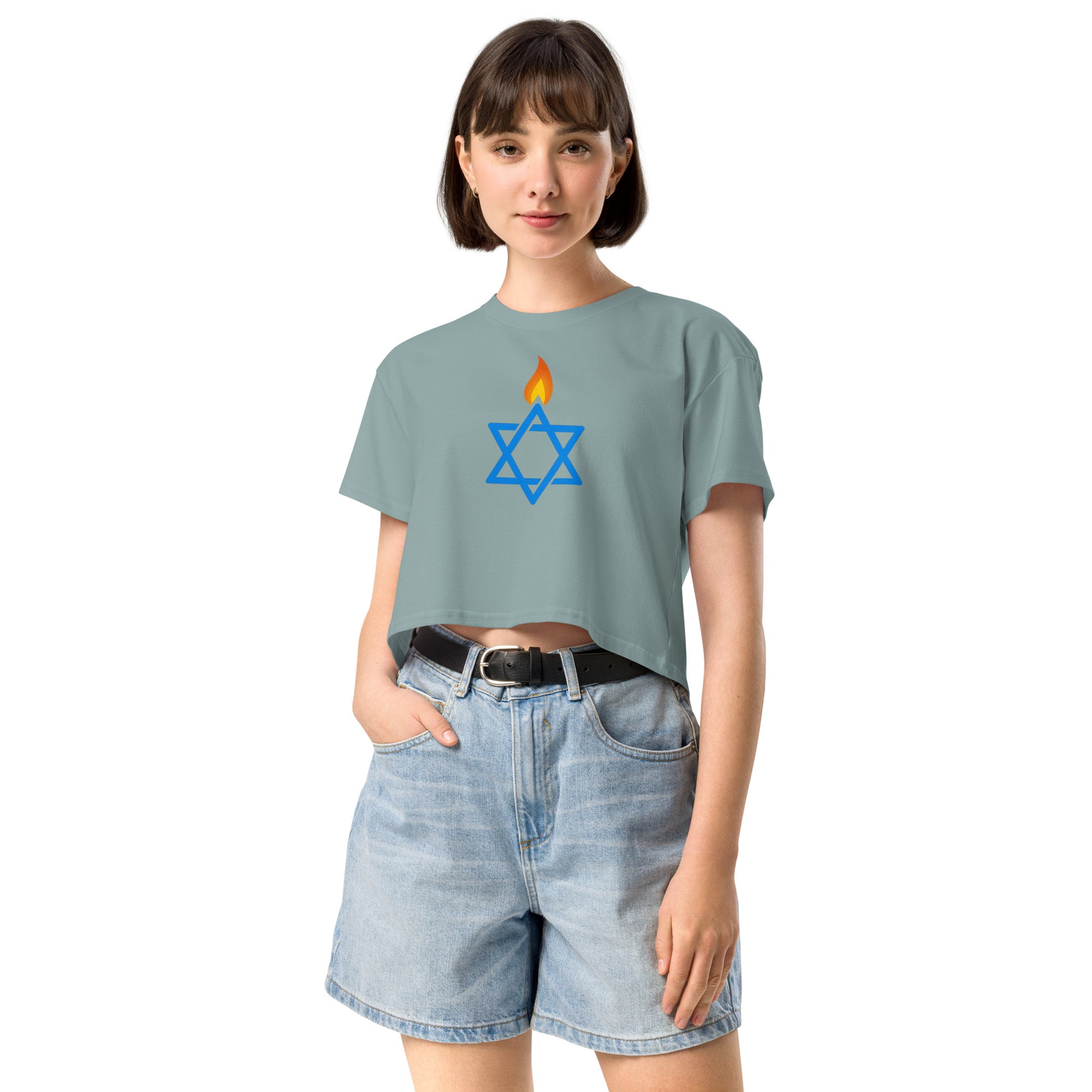 Fire Stars Of David Women's Crop Top - American Zionist