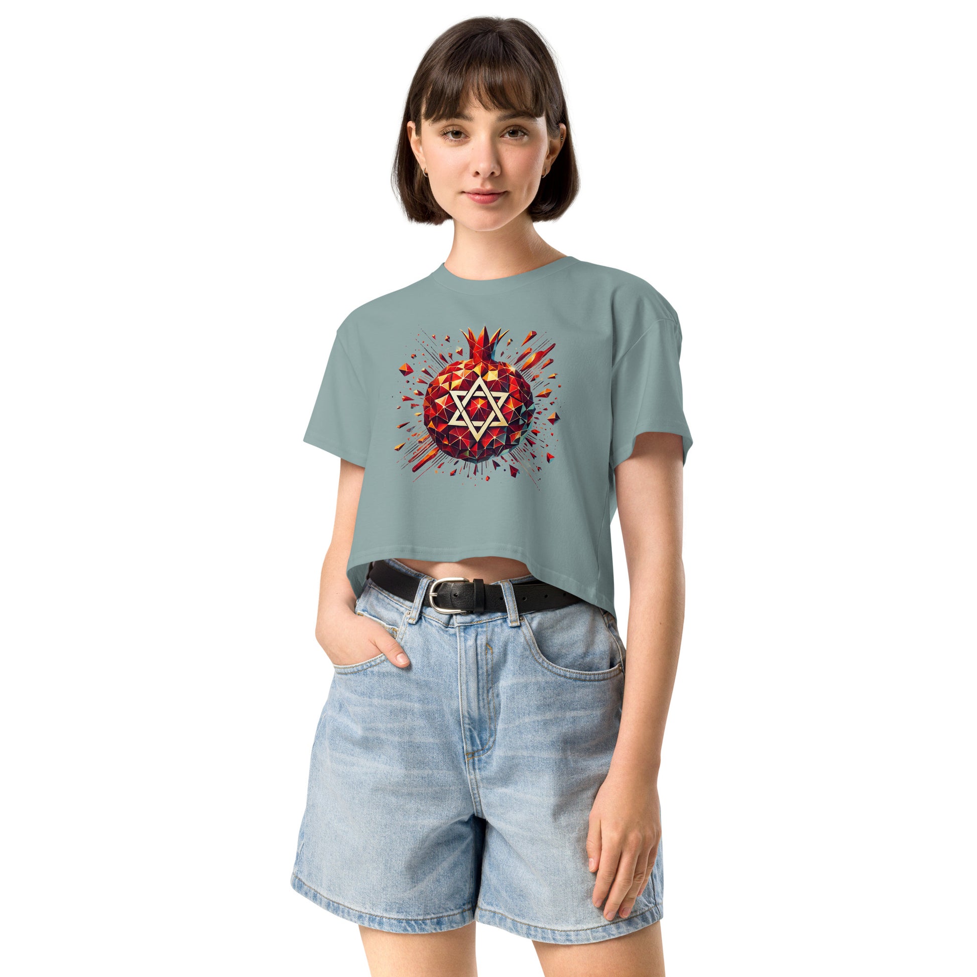 Pomegranate Star of David Women's Crop Top - American Zionist