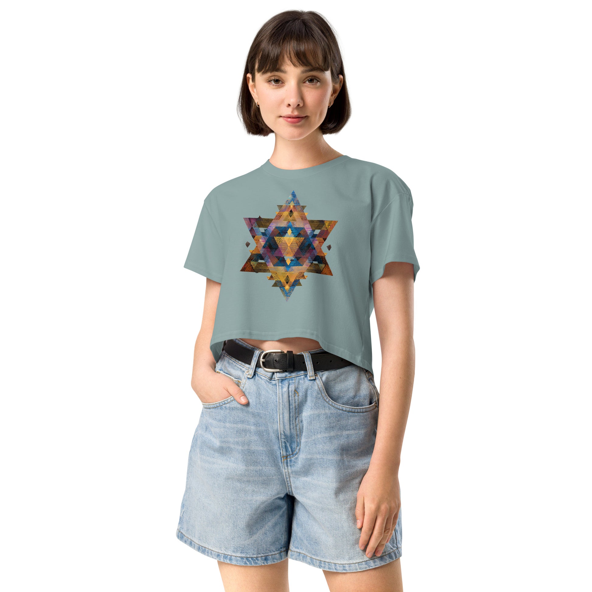 Star of David Geometric Women's Crop Top - American Zionist