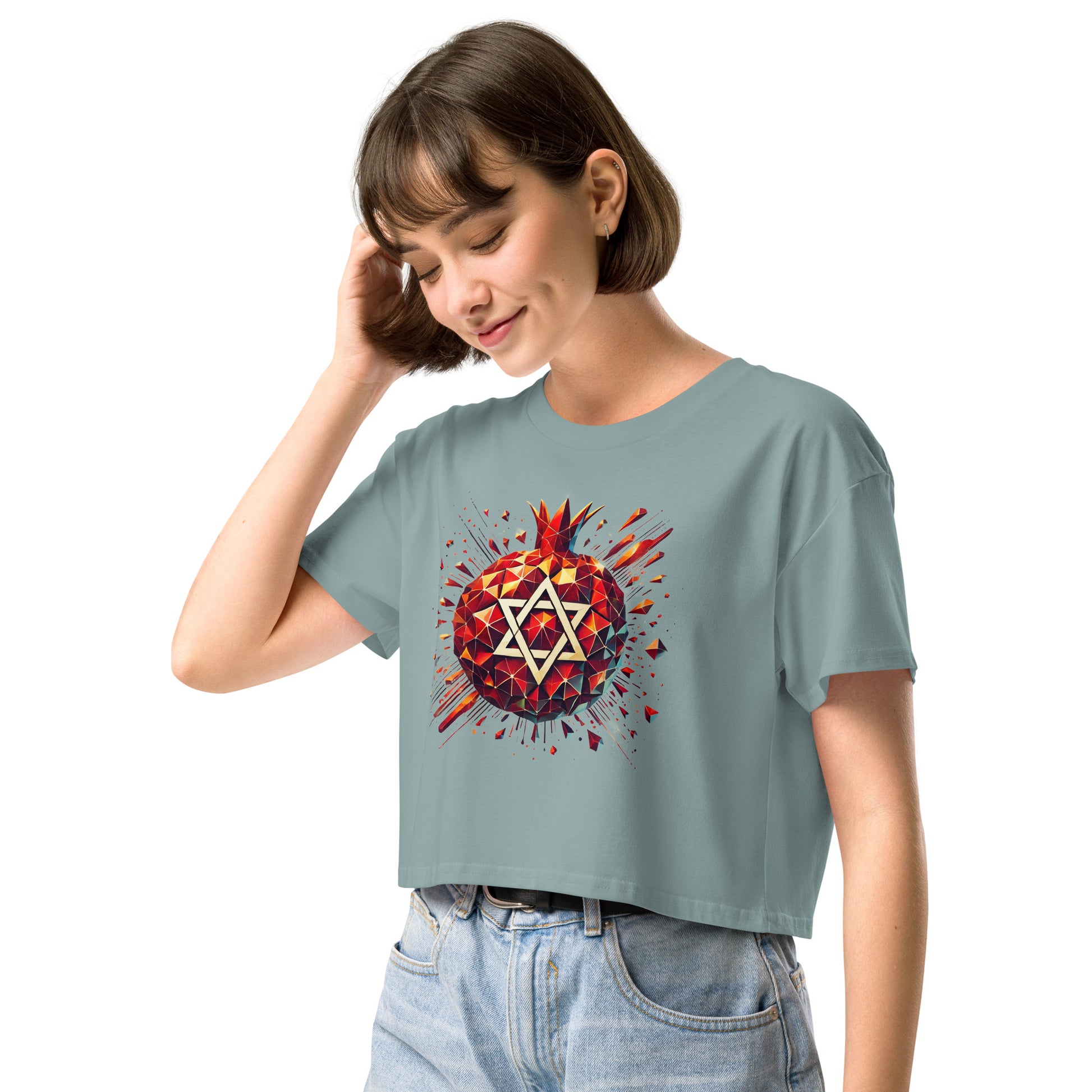 Pomegranate Star of David Women's Crop Top - American Zionist