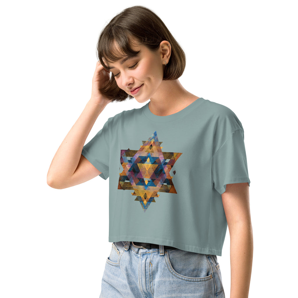 Star of David Geometric Women's Crop Top - American Zionist