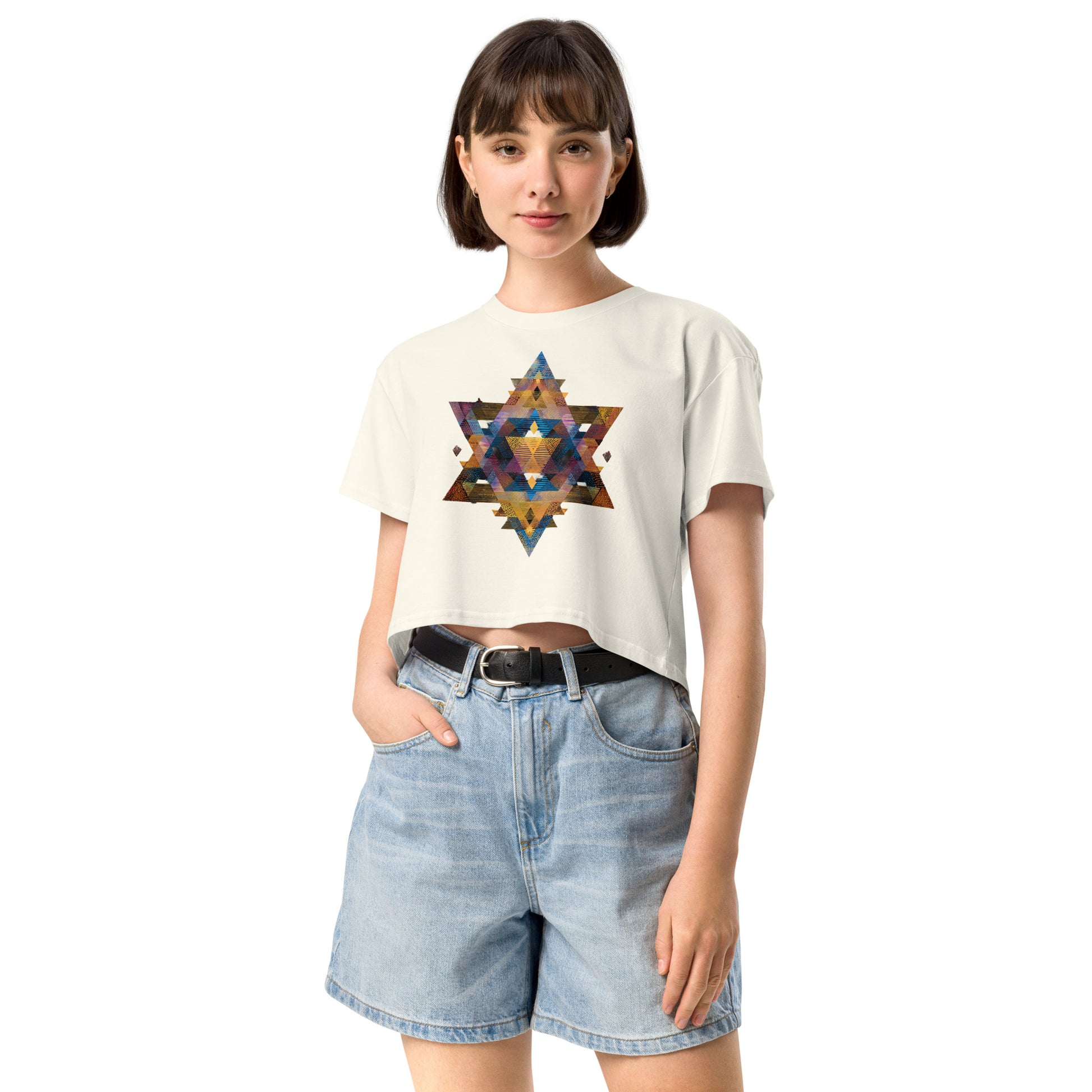 Star of David Geometric Women's Crop Top - American Zionist