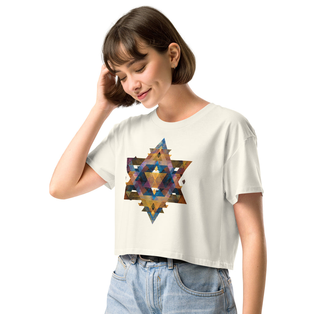 Star of David Geometric Women's Crop Top - American Zionist