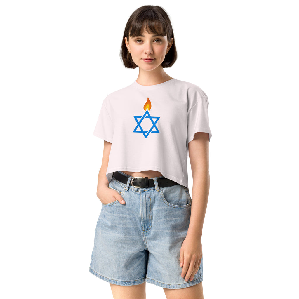 Fire Stars Of David Women's Crop Top - American Zionist