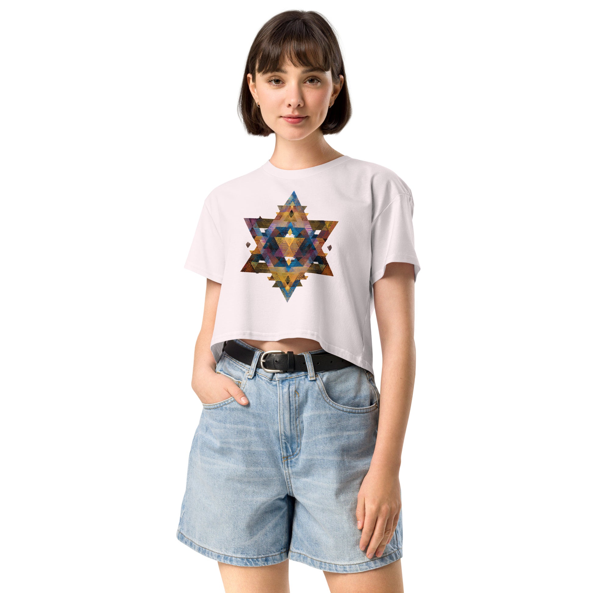 Star of David Geometric Women's Crop Top - American Zionist