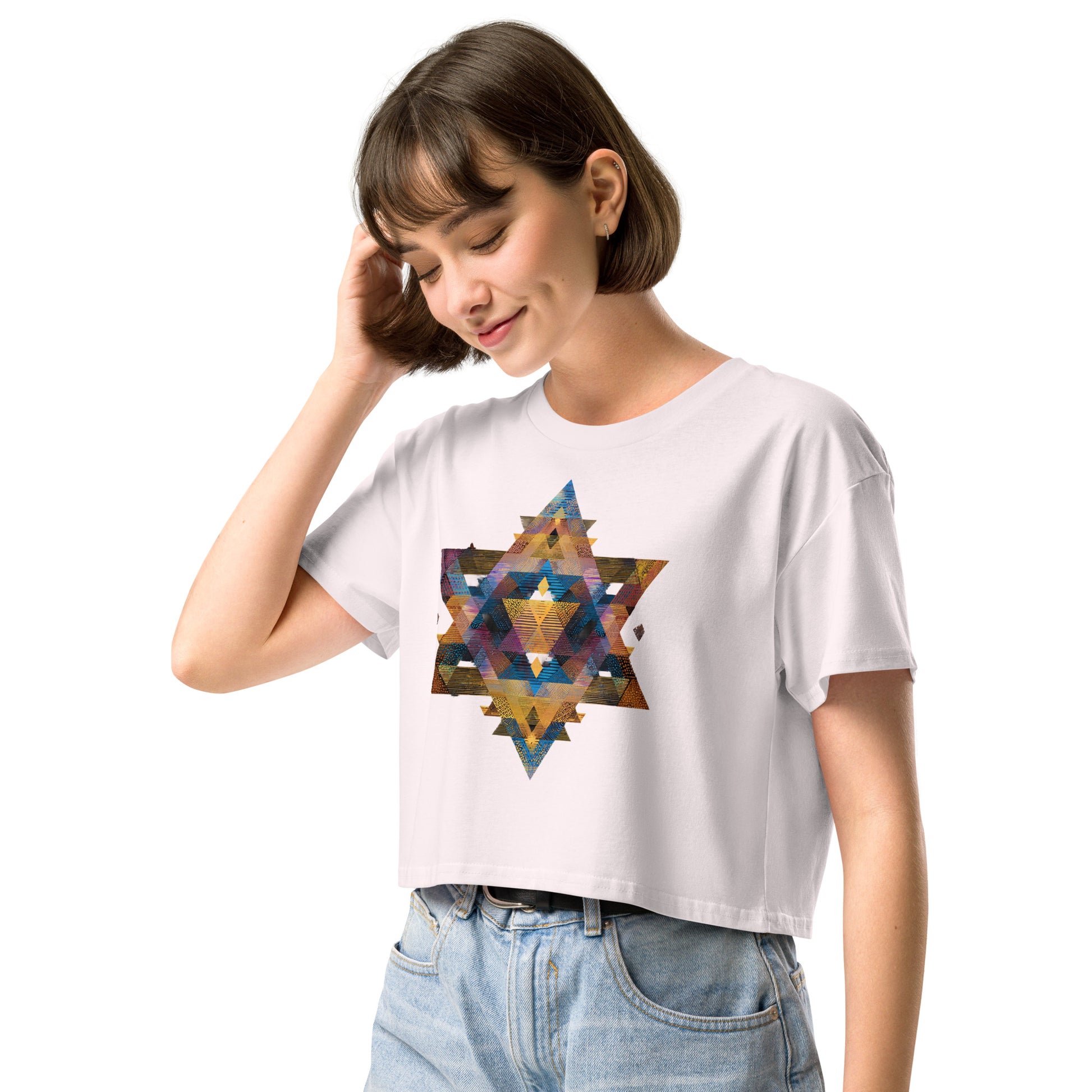 Star of David Geometric Women's Crop Top - American Zionist