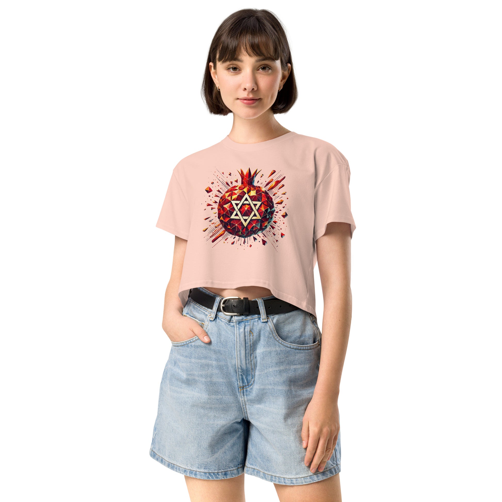 Pomegranate Star of David Women's Crop Top - American Zionist