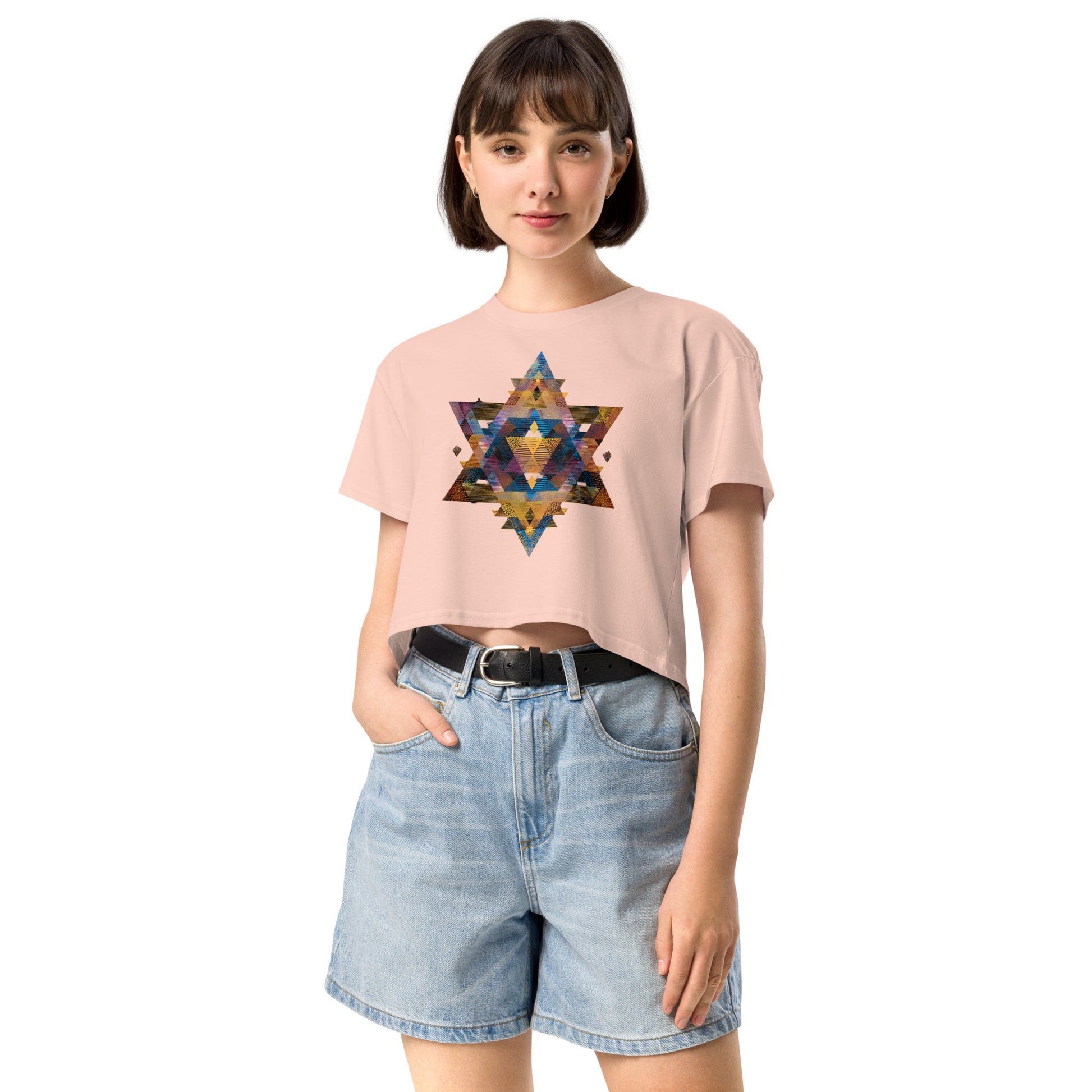 Star of David Geometric Women's Crop Top - American Zionist