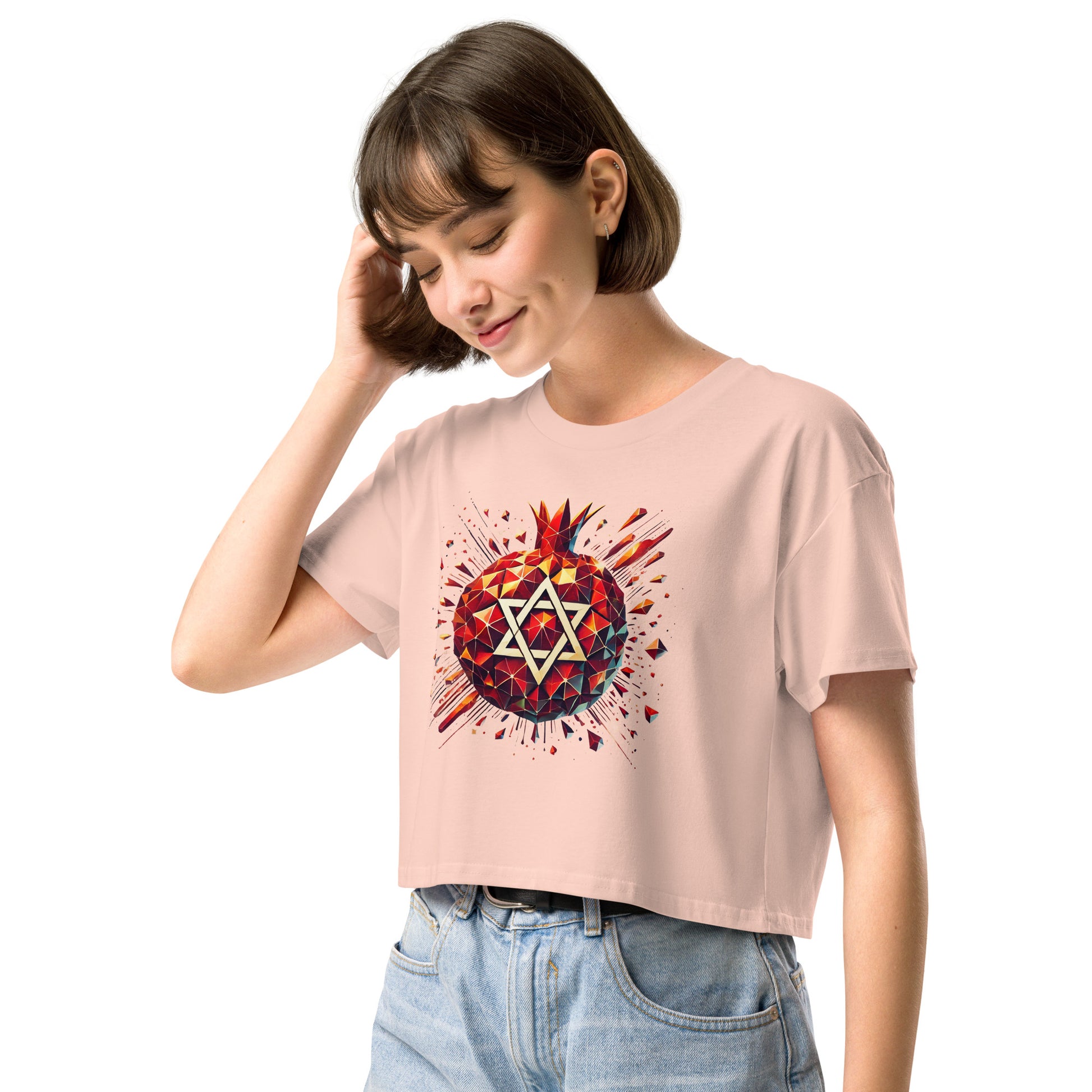 Pomegranate Star of David Women's Crop Top - American Zionist