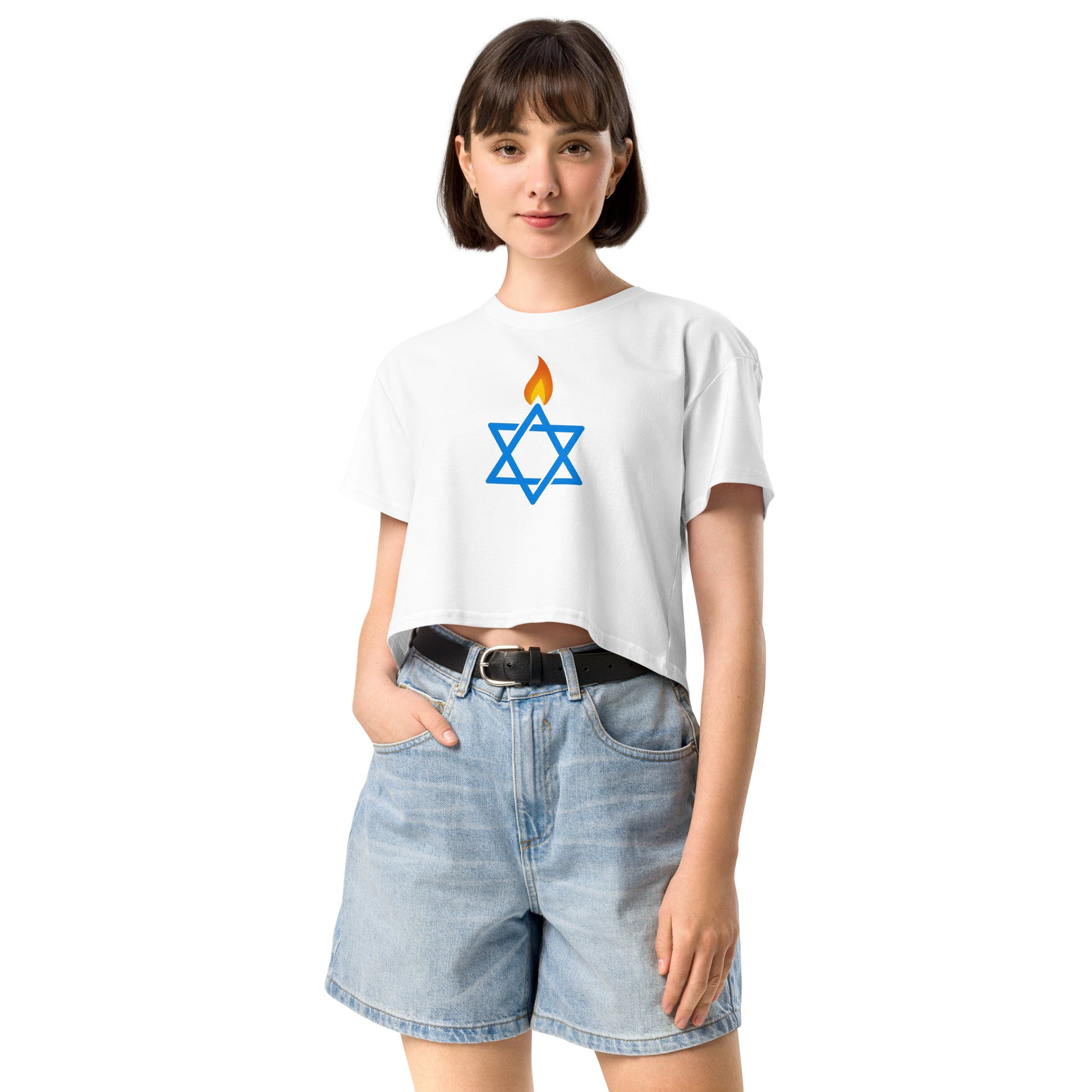 Fire Stars Of David Women's Crop Top - American Zionist