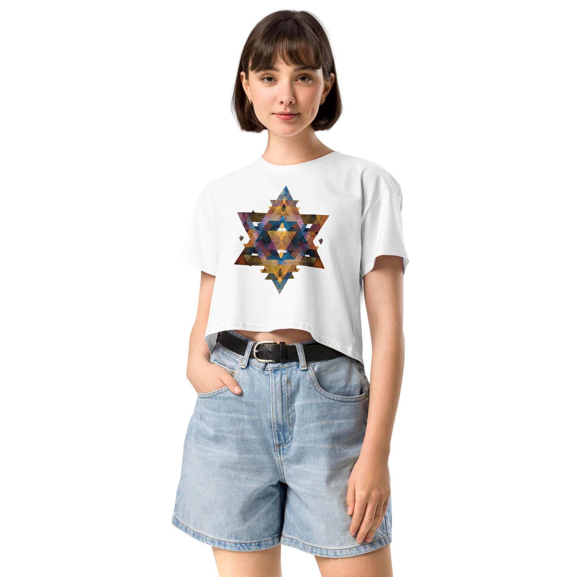 Star of David Geometric Women's Crop Top - American Zionist