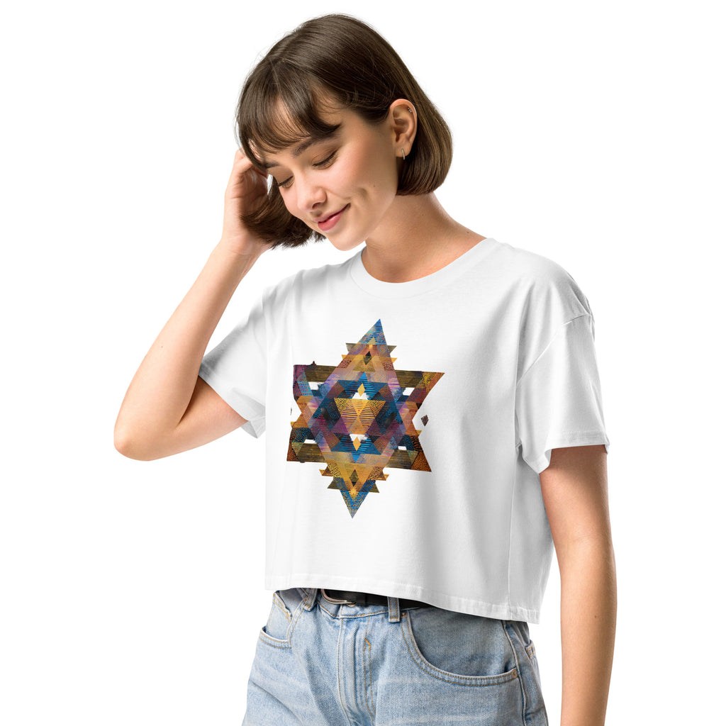 Star of David Geometric Women's Crop Top - American Zionist