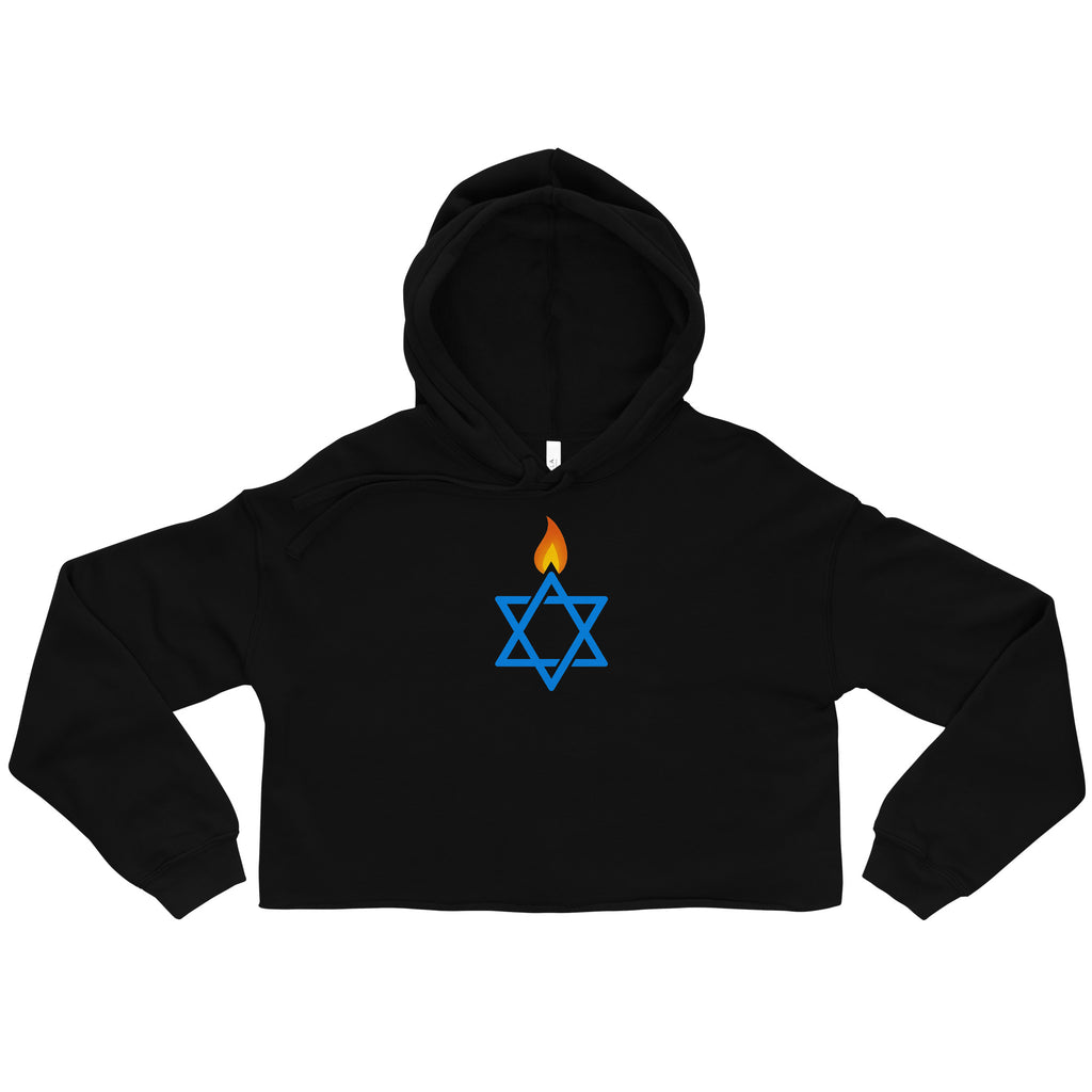 Fire Stars Of David Women's Cropped Hoodie - American Zionist