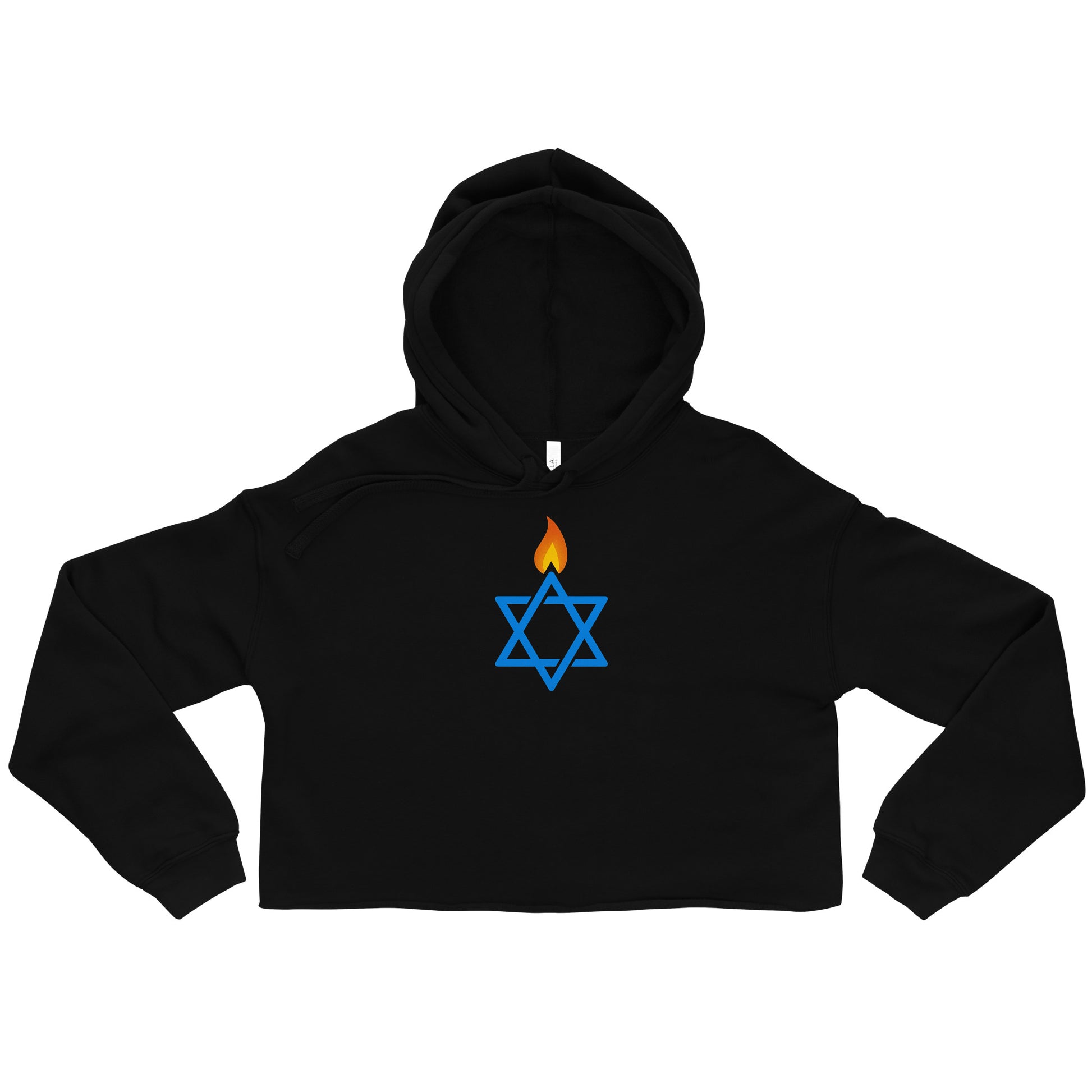 Fire Stars Of David Women's Cropped Hoodie - American Zionist