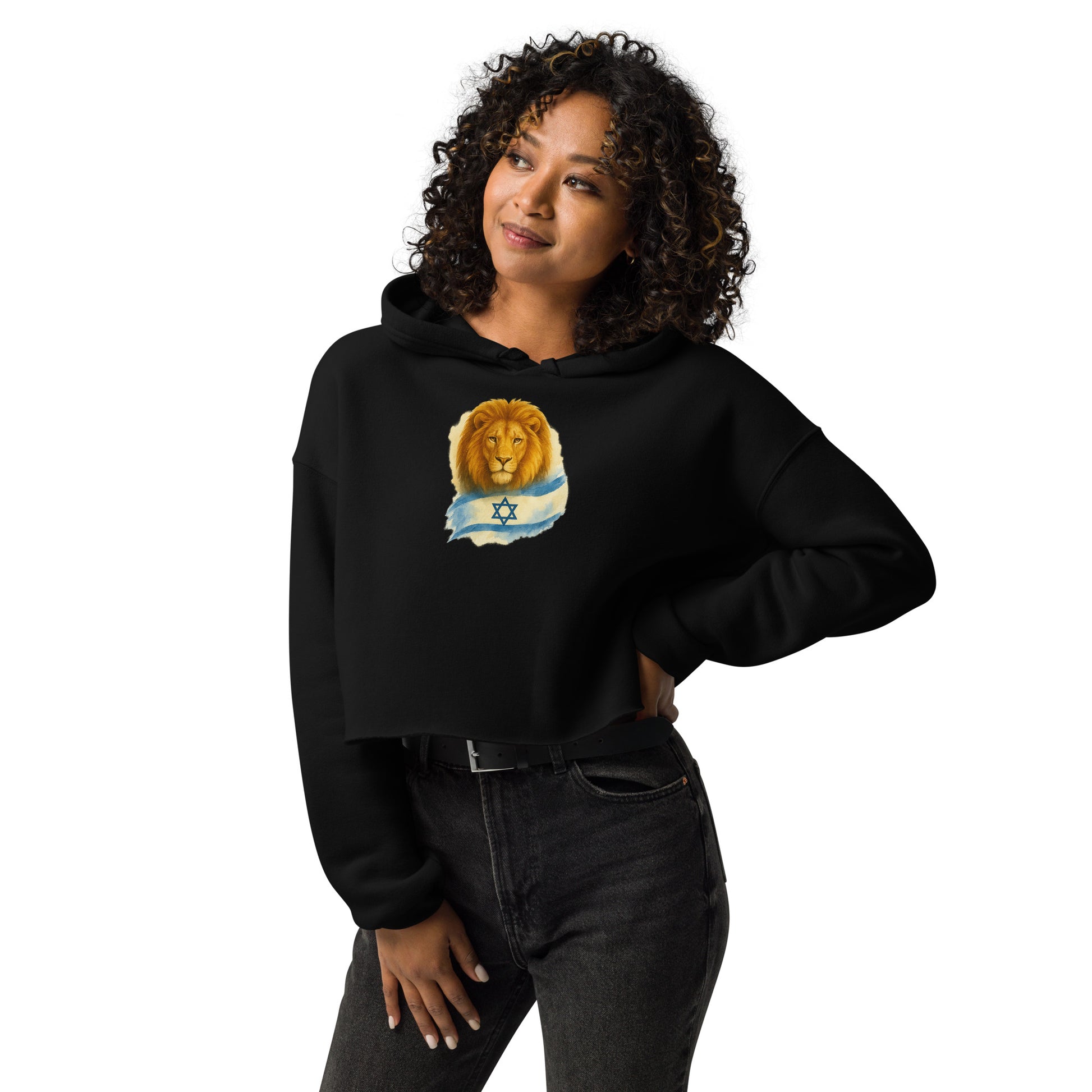 Lion Of Israel Women's Cropped Hoodie - American Zionist
