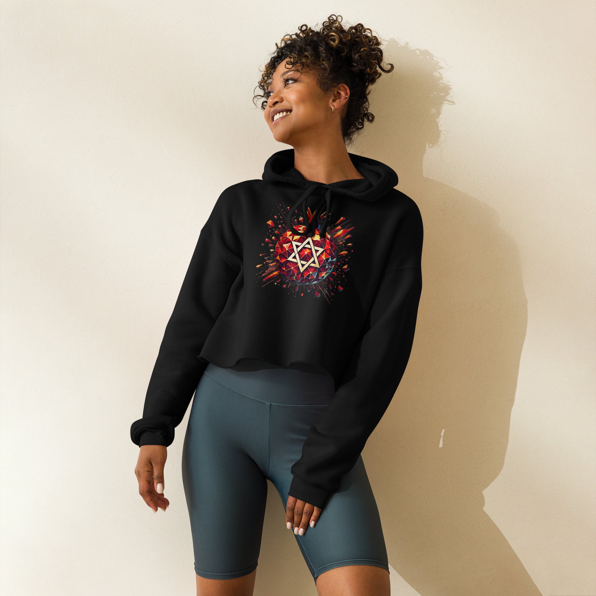 Pomegranate Star of David Women's Cropped Hoodie - American Zionist