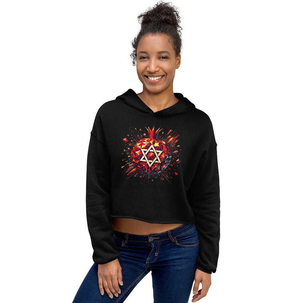 Pomegranate Star of David Women's Cropped Hoodie - American Zionist