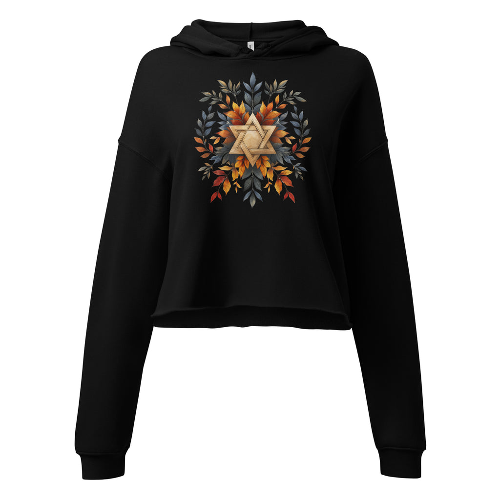 Star of David Wreath Women's Cropped Hoodie - American Zionist