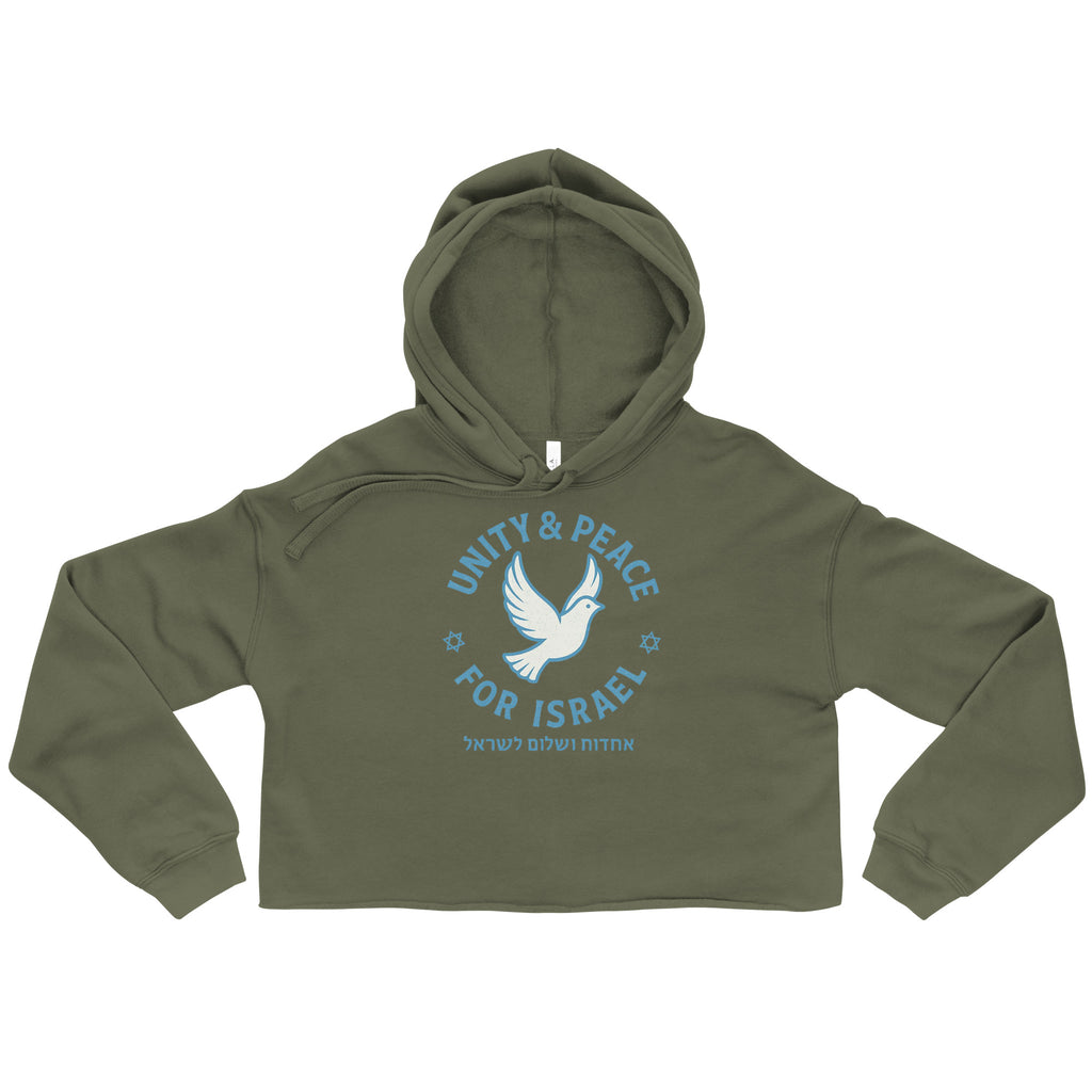 Unity Peace For Israel Women's Cropped Hoodie - American Zionist