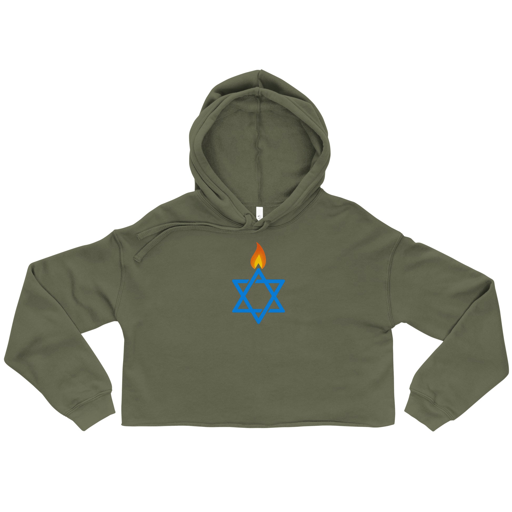 Fire Stars Of David Women's Cropped Hoodie - American Zionist