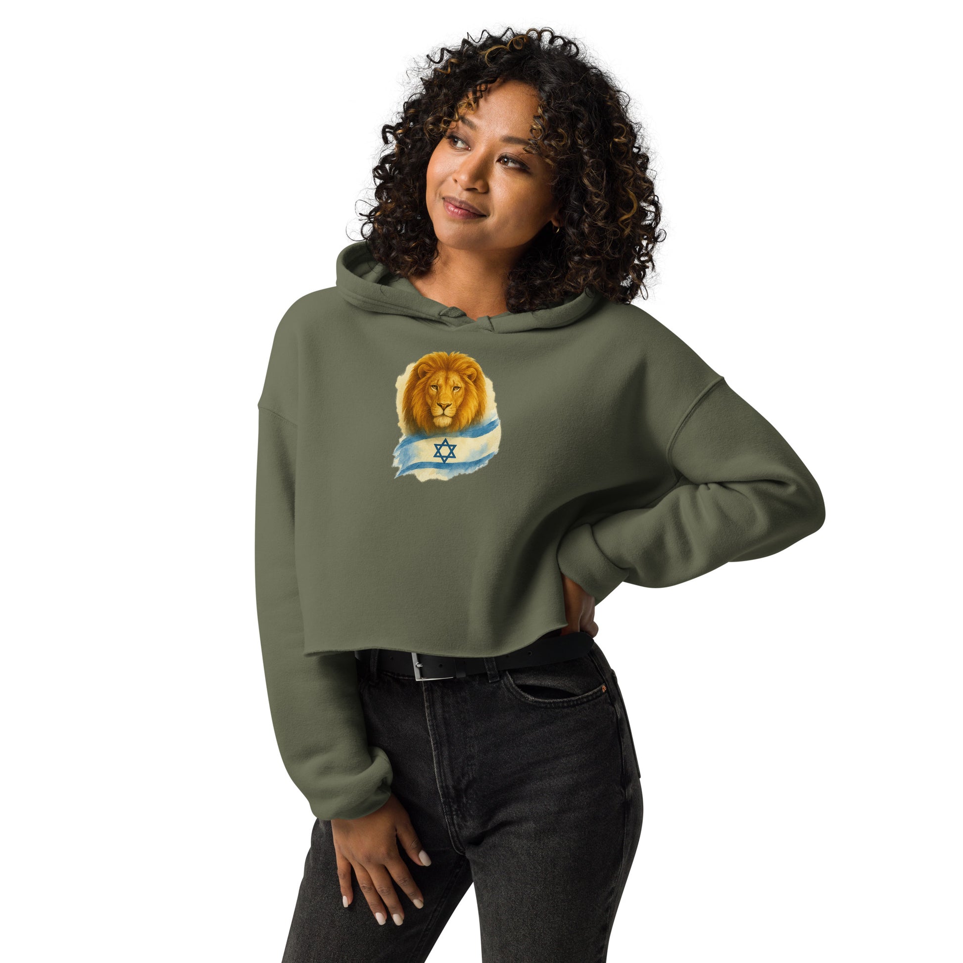 Lion Of Israel Women's Cropped Hoodie - American Zionist