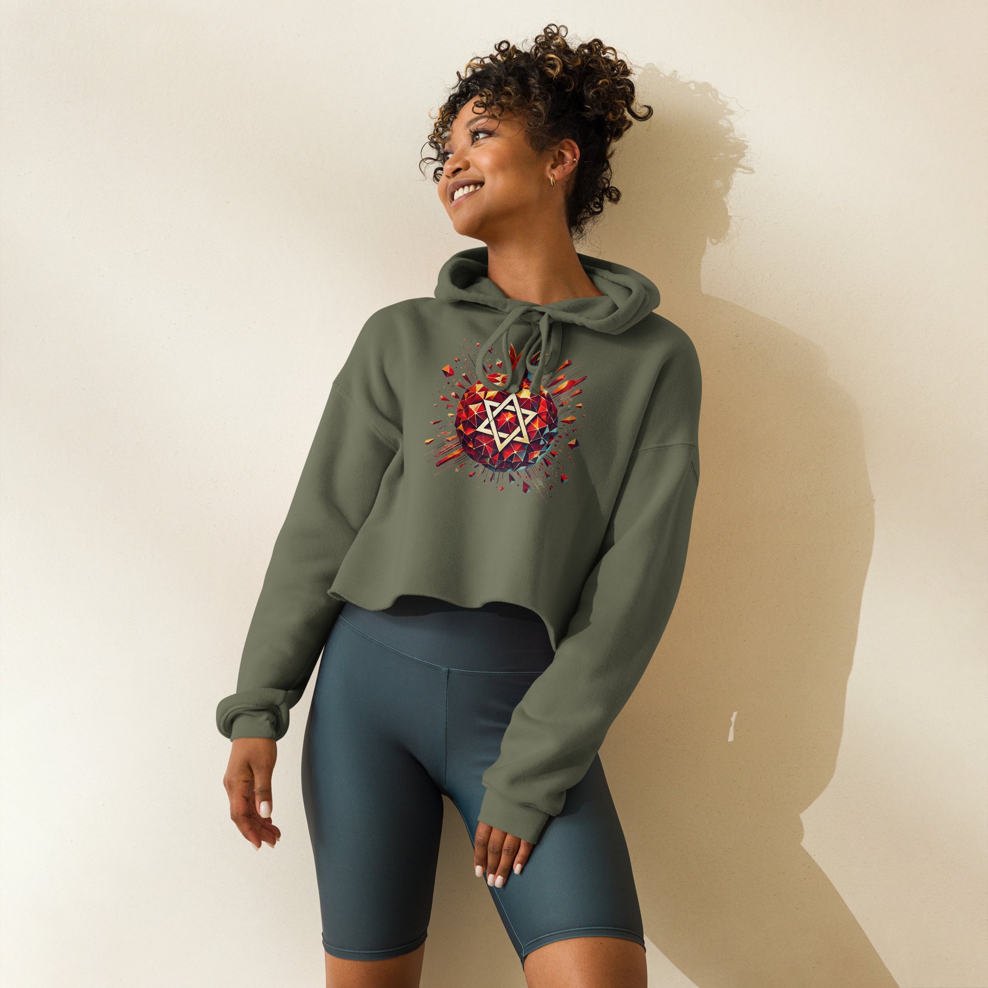 Pomegranate Star of David Women's Cropped Hoodie - American Zionist