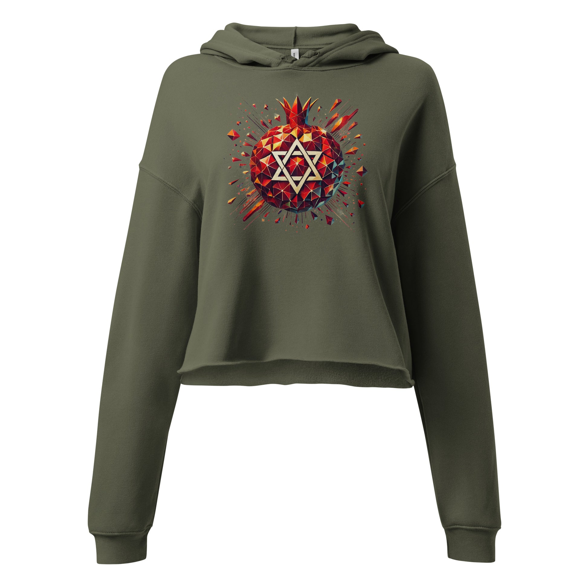 Pomegranate Star of David Women's Cropped Hoodie - American Zionist
